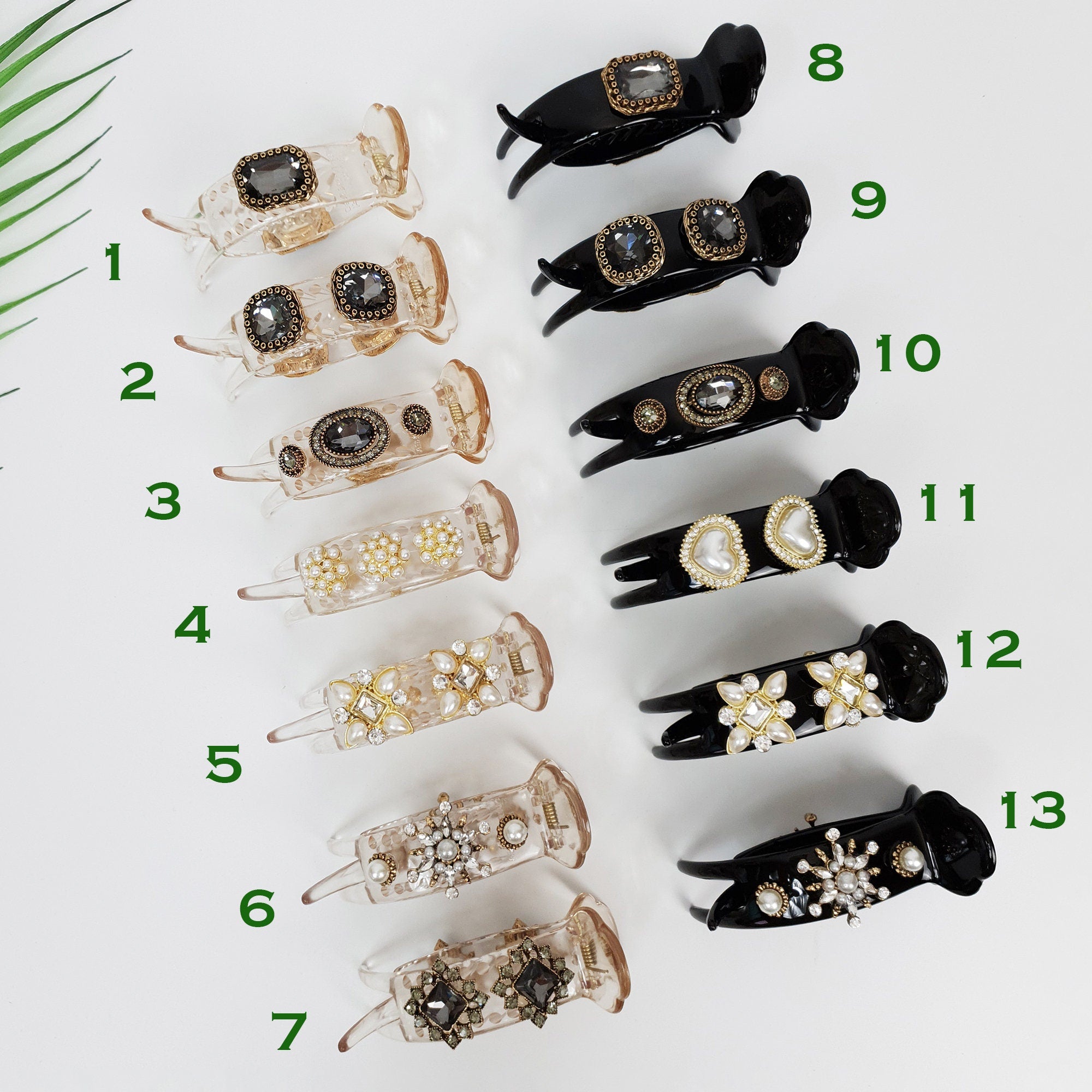 Luxurious Antique Round Cubic Pearl Hair Claw Clip / Vintage Ponytail Hair Claw / Hair Barrette for Woman / Pearl Barrette