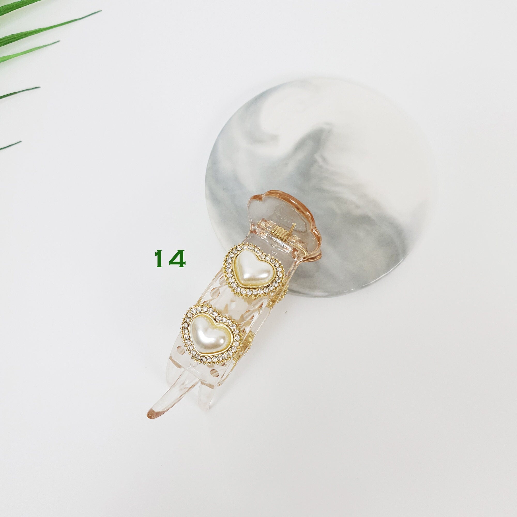 Luxurious Antique Round Cubic Pearl Hair Claw Clip / Vintage Ponytail Hair Claw / Hair Barrette for Woman / Pearl Barrette