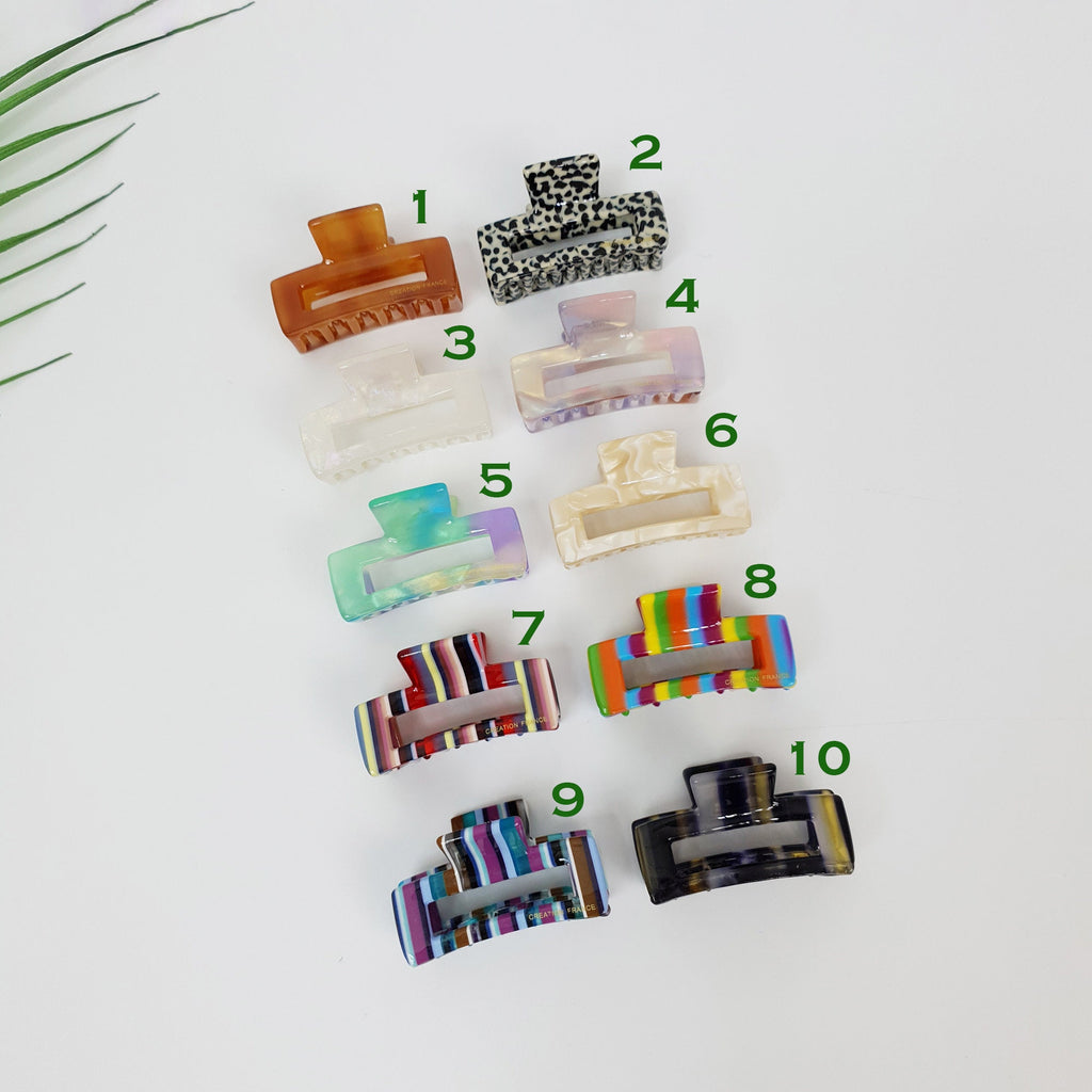 Square Mini Hair Clips / Marble French Hair Pin / Hair Barrette for Woman / Cellulose Acetate Tiny Clip