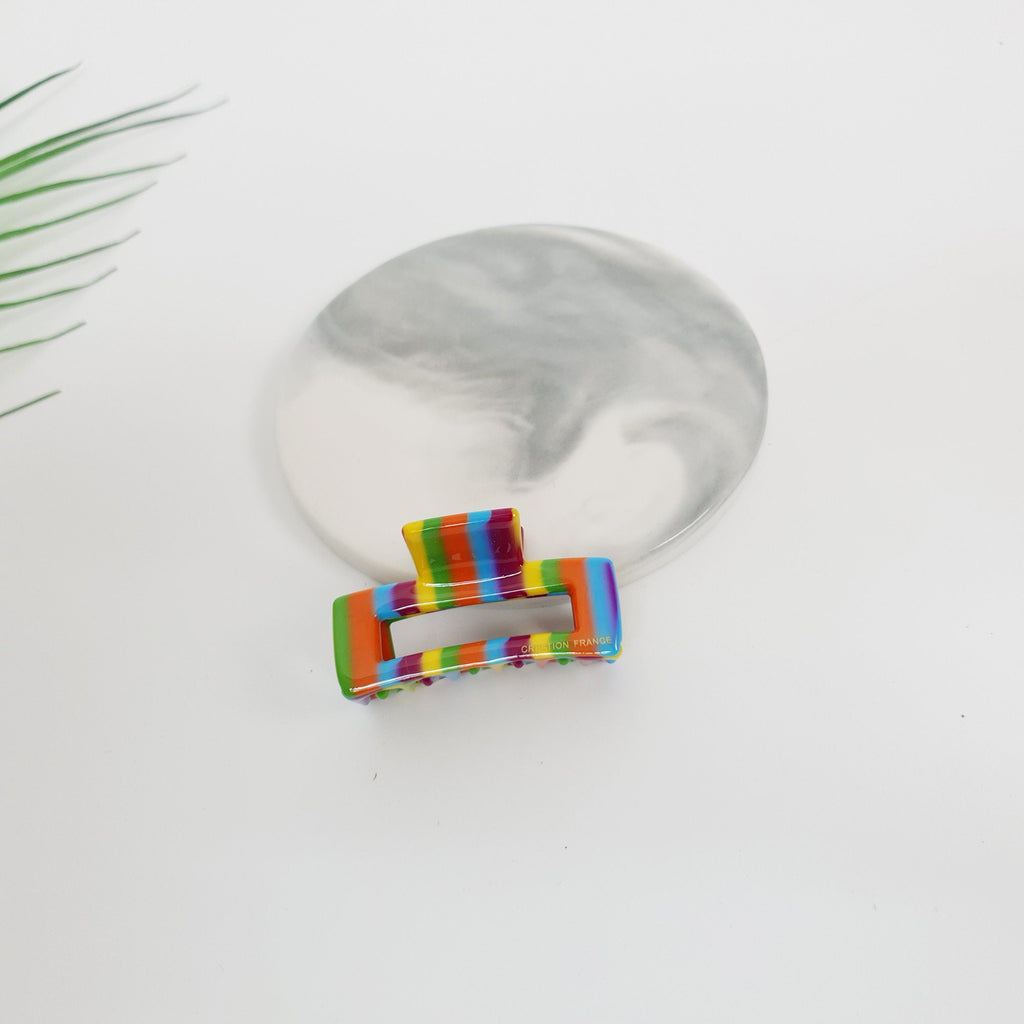 Square Mini Hair Clips / Marble French Hair Pin / Hair Barrette for Woman / Cellulose Acetate Tiny Clip