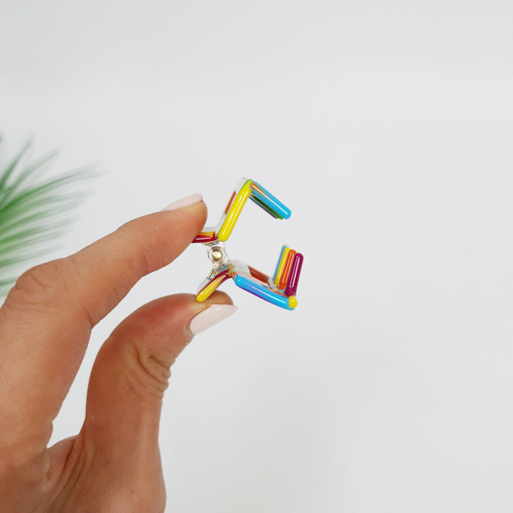 Square Mini Hair Clips / Marble French Hair Pin / Hair Barrette for Woman / Cellulose Acetate Tiny Clip