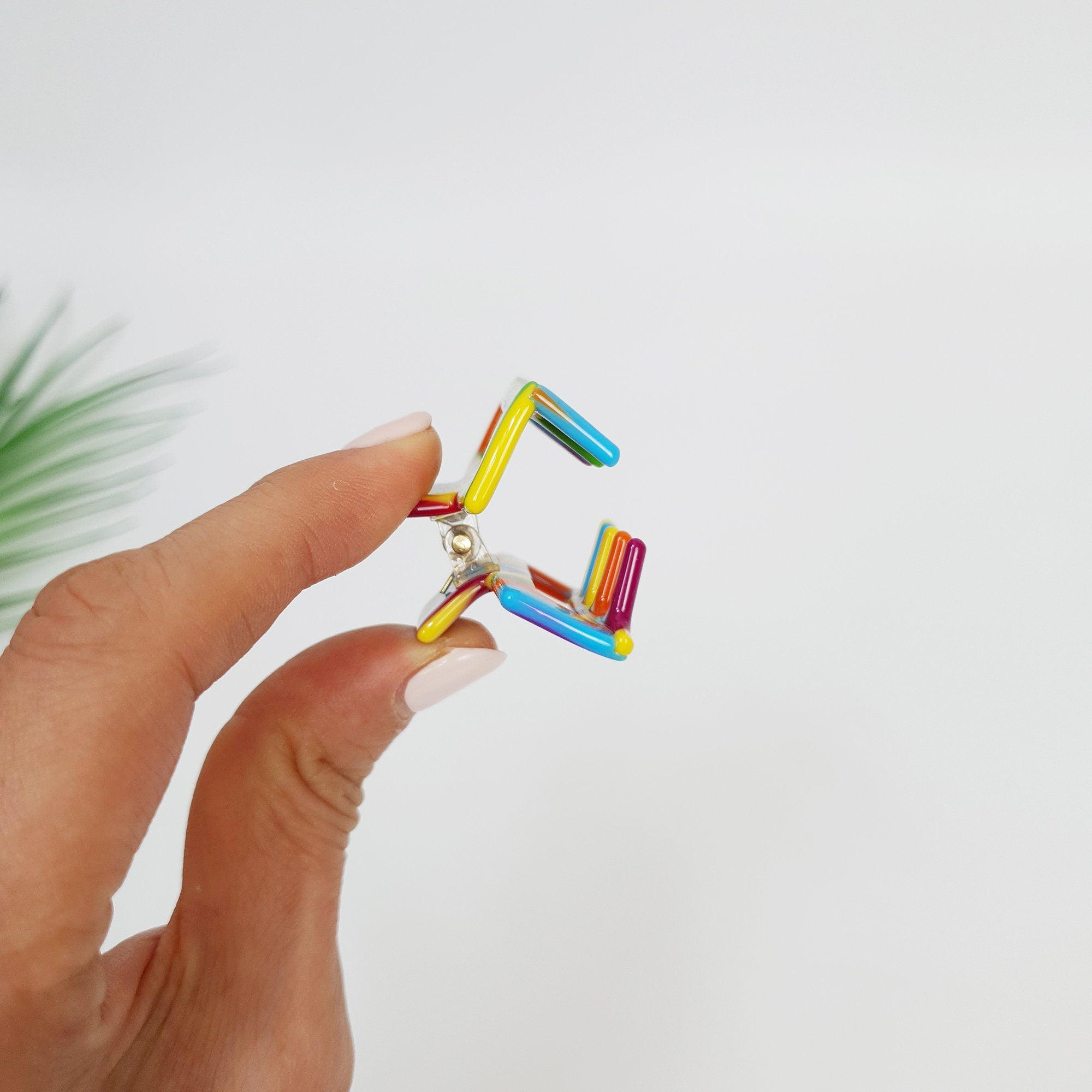 Square Mini Hair Clips / Marble French Hair Pin / Hair Barrette for Woman / Cellulose Acetate Tiny Clip