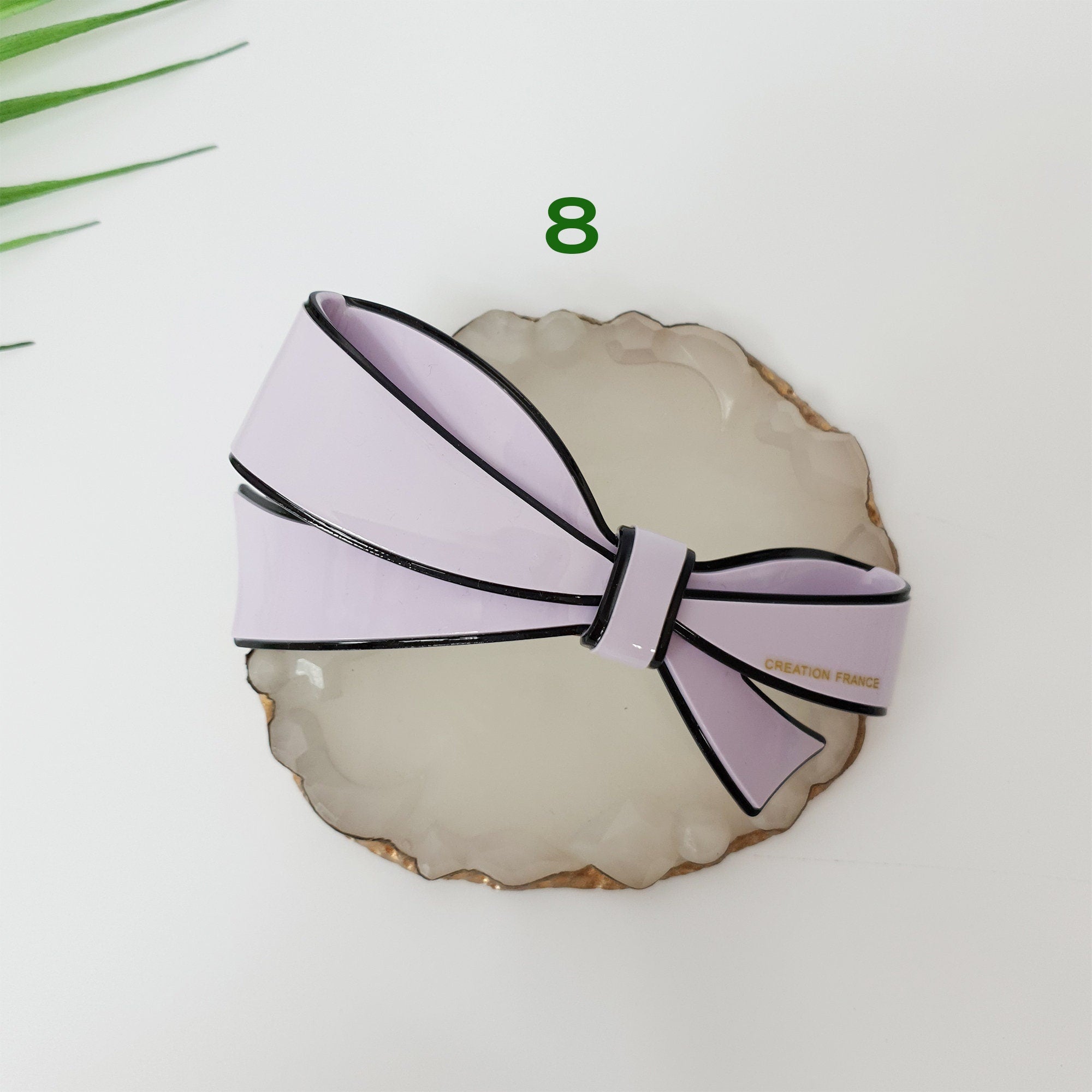Pastel Color Leopard Big Ribbon Hair Barrette / Luxurious French Hair Pin / Hair Accessory for Woman / Automatic Hair Clip