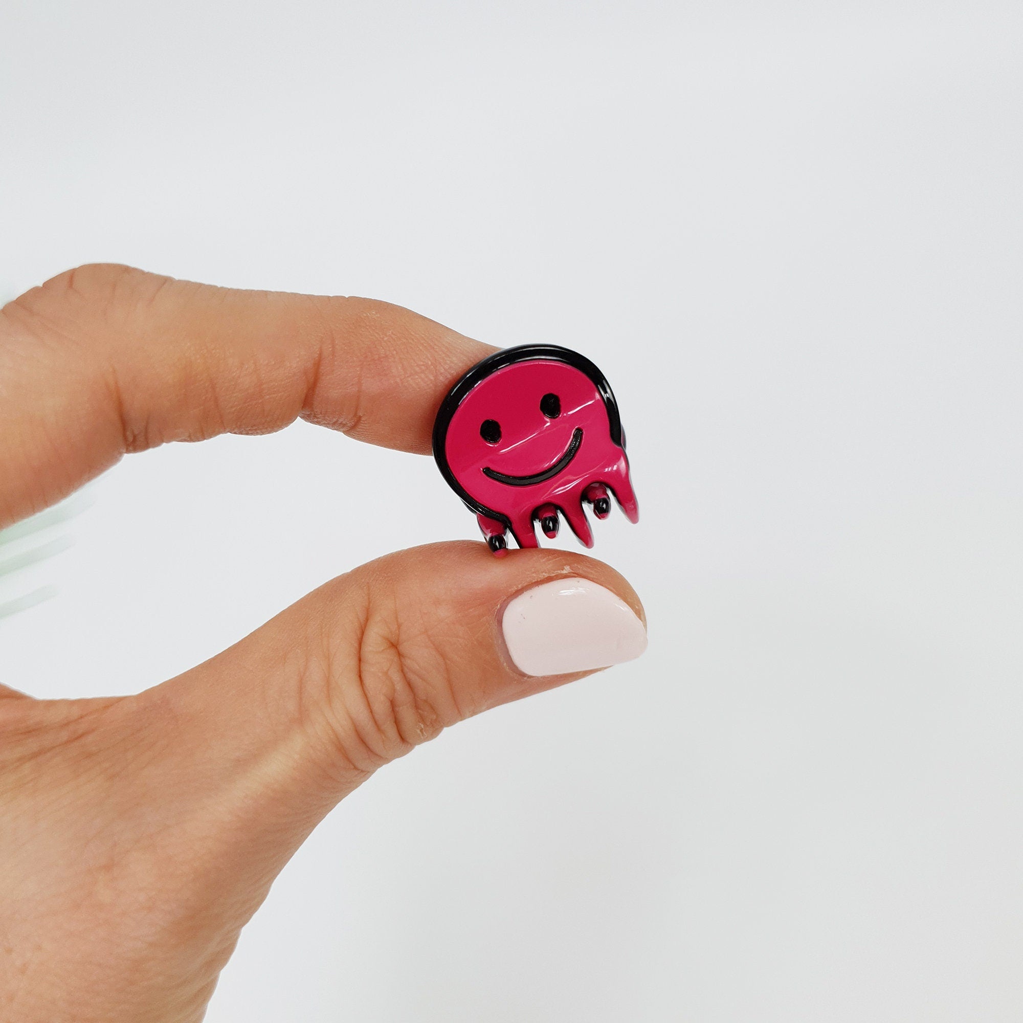 Pastel Color Cutie Smile Small Hair Clips / Marble Mini French Hair Pin / Hair Barrette for Woman