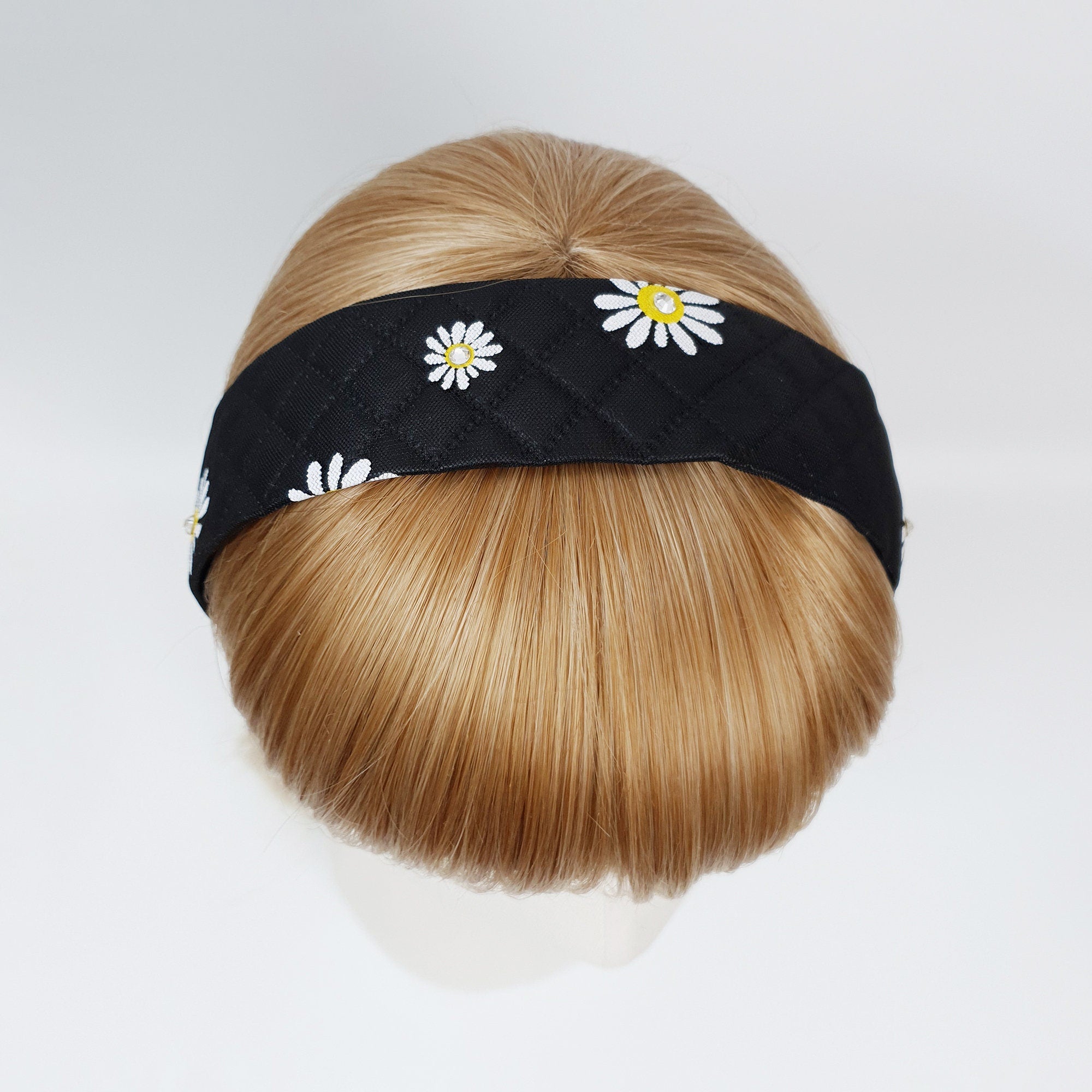 Pansy Flower Mesh Cover Leather Wide Headband / Fashionable Turban Bandanna / Hair Accessory for Woman