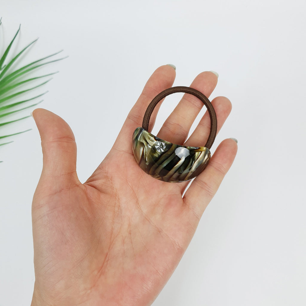 Leopard Round Curve Hair Tie / Tortoise Shell Ponytail Holder / Hair Accessory for Woman / French Hair Tie