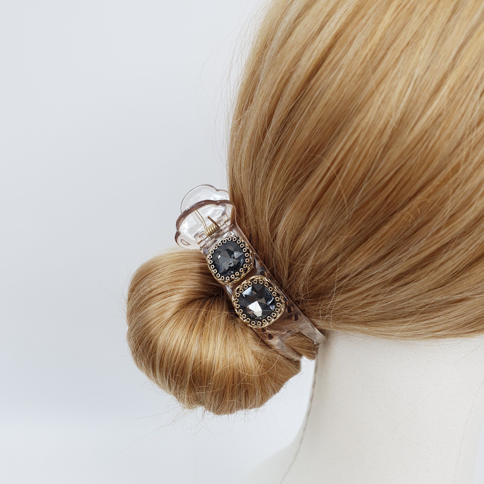 Luxurious Antique Round Cubic Pearl Hair Claw Clip / Vintage Ponytail Hair Claw / Hair Barrette for Woman / Pearl Barrette