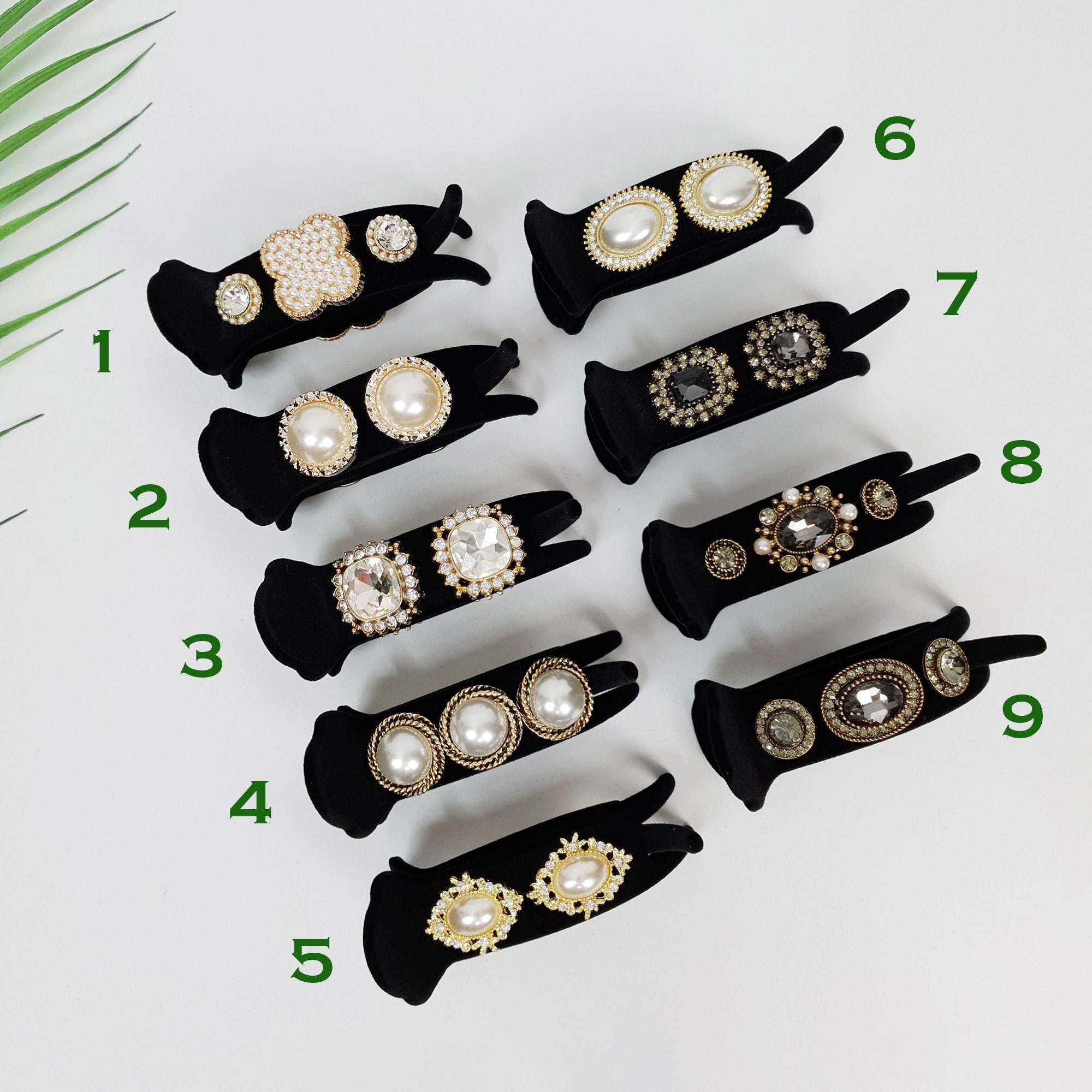 Velvet Pearl Dark Cubic Hair Clip / Simple Round Ponytail Holder / Hair Barrette for Woman / Pearl Hair Clip