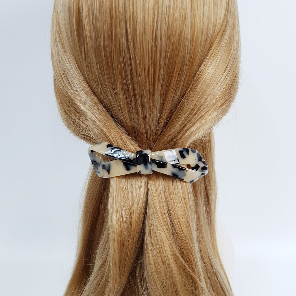 Leopard Marble Big Twist Ribbon 4.1 Inch Automatic Hair Clip / Tortoise Shell French Hair Pin / Hair Accessory for Woman