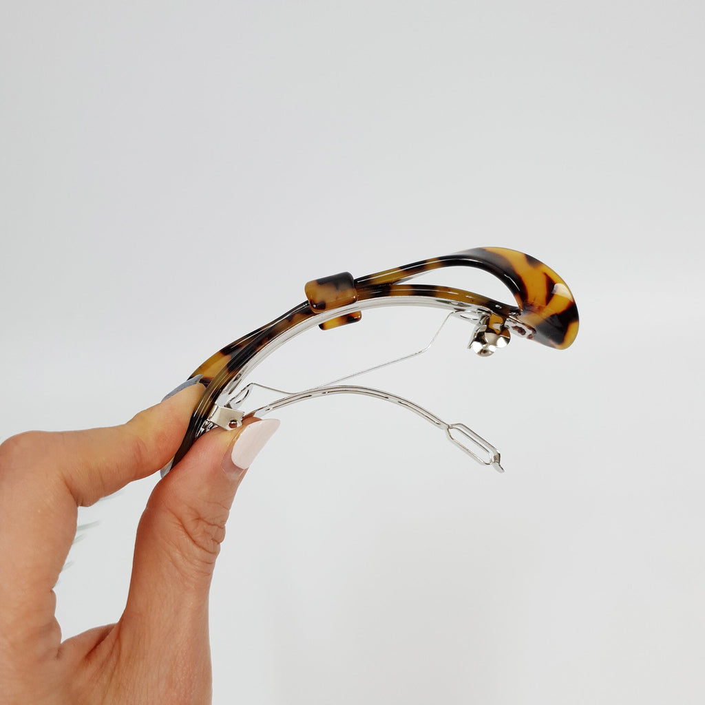 Leopard Marble Big Twist Ribbon 4.1 Inch Automatic Hair Clip / Tortoise Shell French Hair Pin / Hair Accessory for Woman