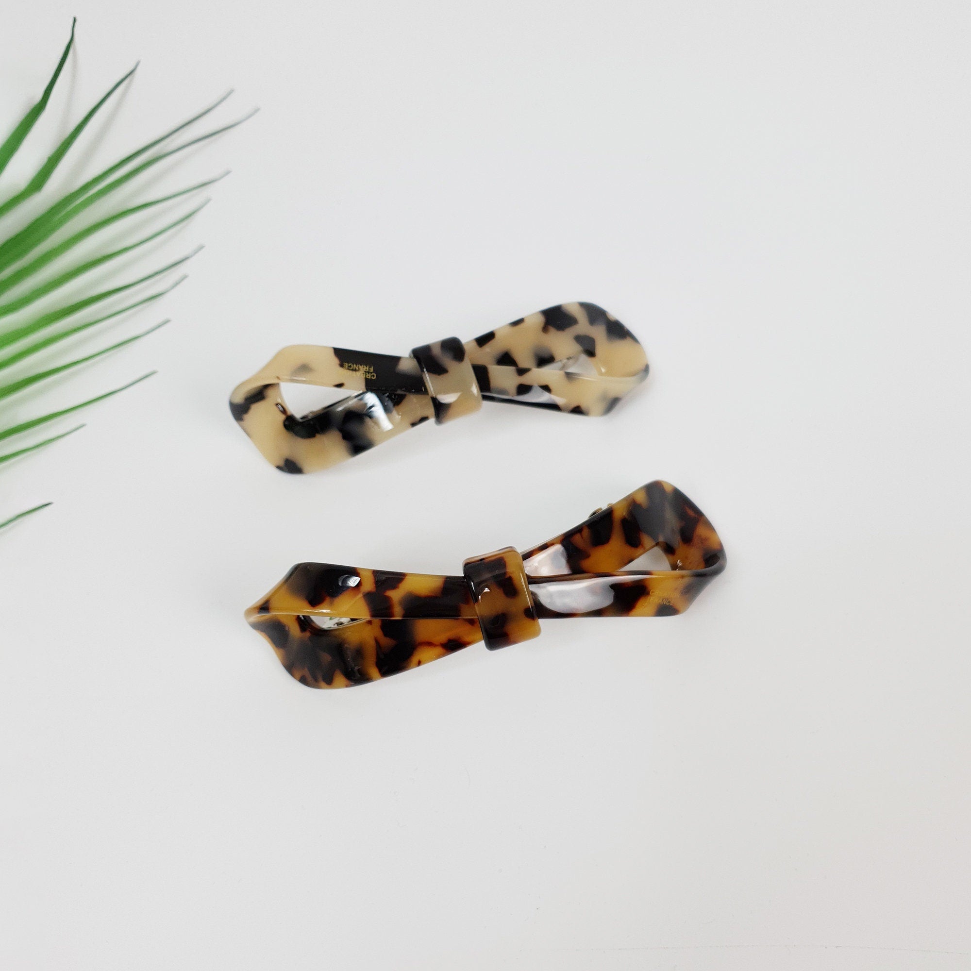 Leopard Marble Big Twist Ribbon 4.1 Inch Automatic Hair Clip / Tortoise Shell French Hair Pin / Hair Accessory for Woman