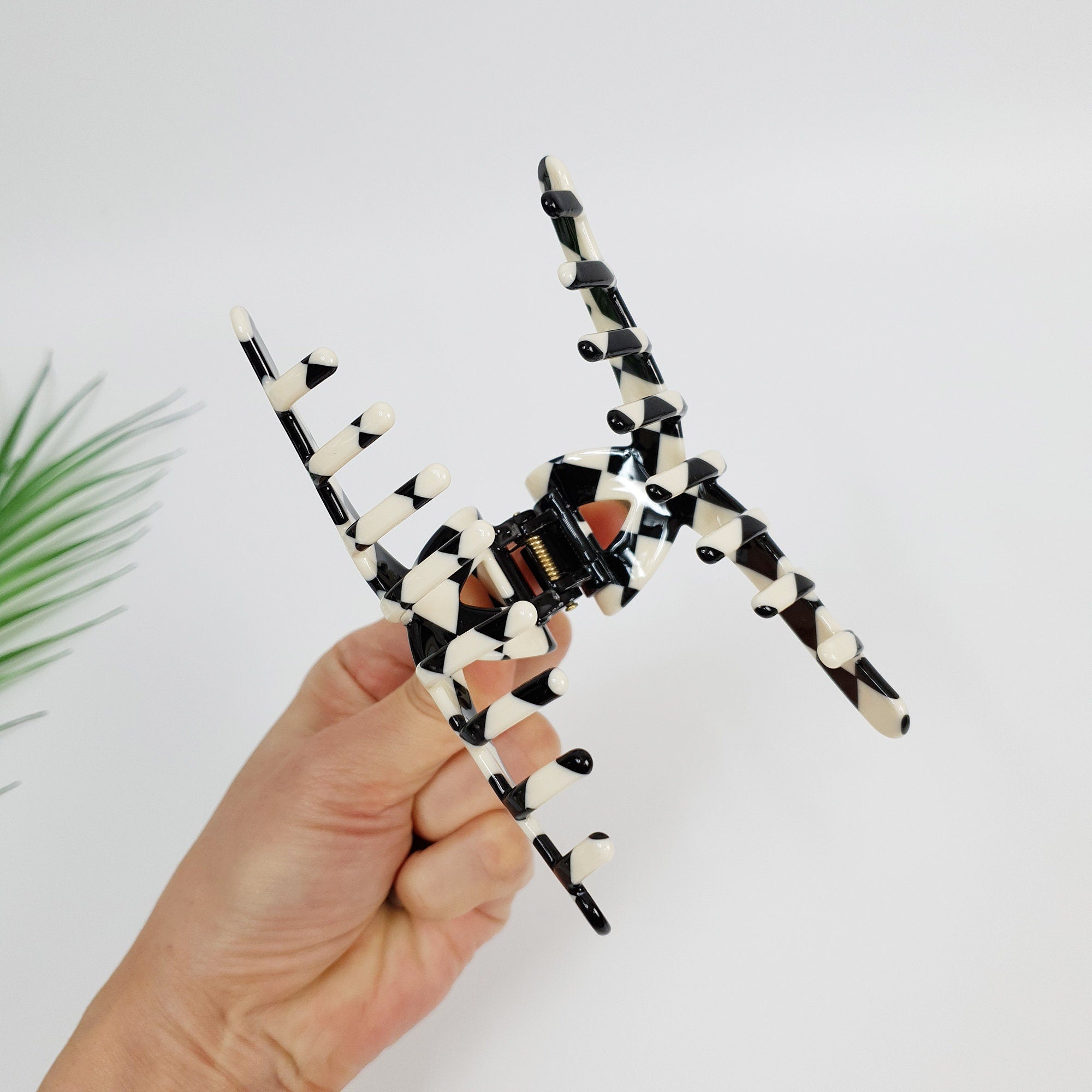 Black and White Checker Board Hair Clip / Simple French Hair Pin / Hair Accessory for Woman