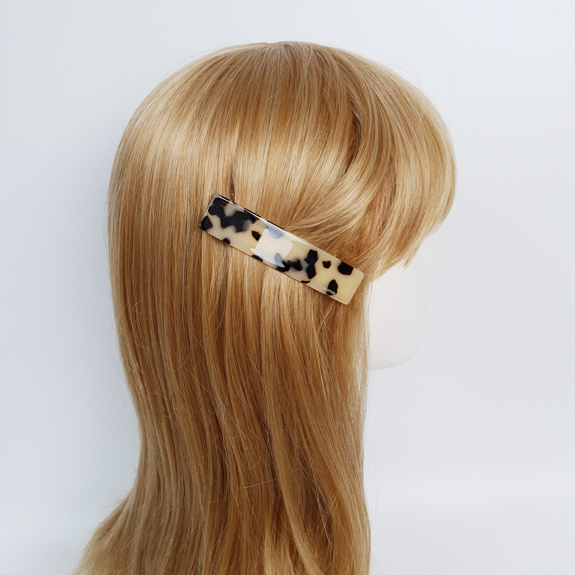 Leopard Long Square Hair Barrette (3.5 Inch) / Tortoise Shell French Hair Pin / Hair Accessory for Woman / Automatic Hair Clip