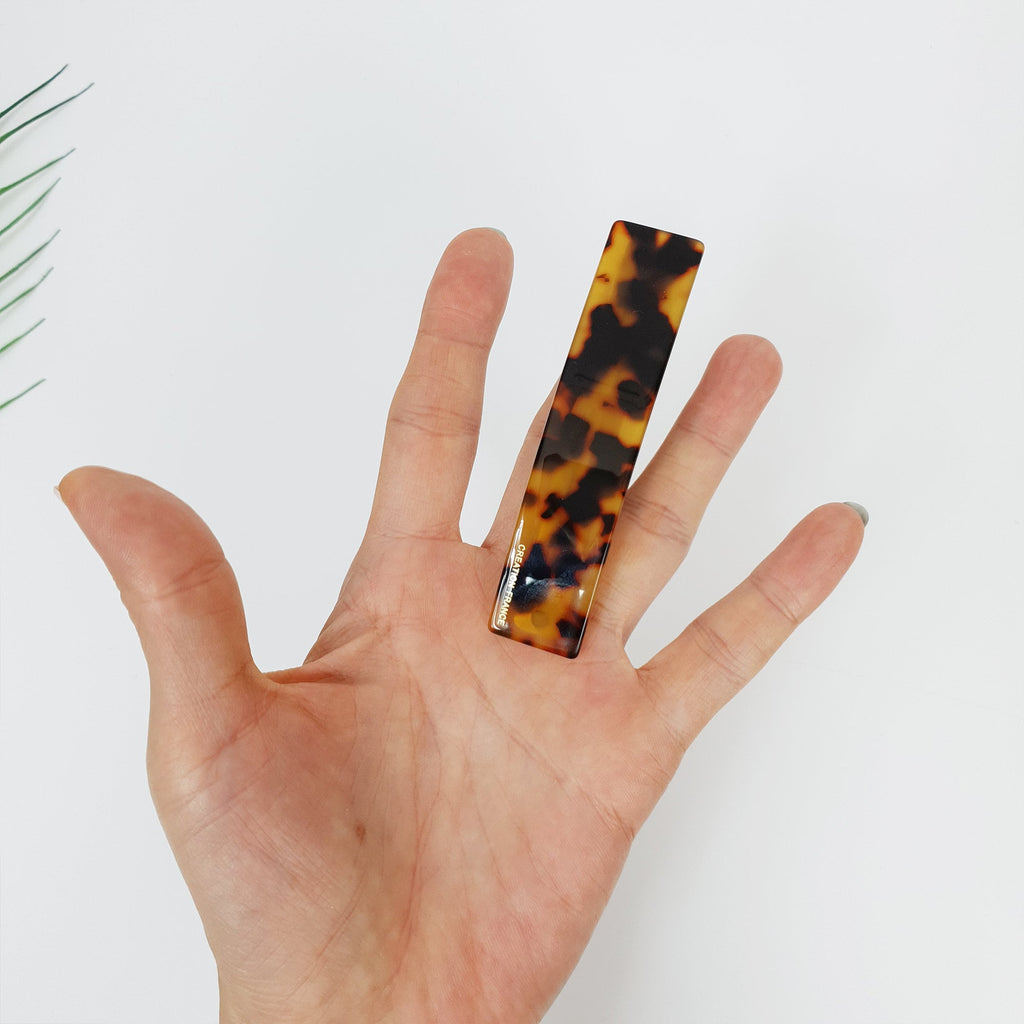 Leopard Long Square Hair Barrette (3.5 Inch) / Tortoise Shell French Hair Pin / Hair Accessory for Woman / Automatic Hair Clip
