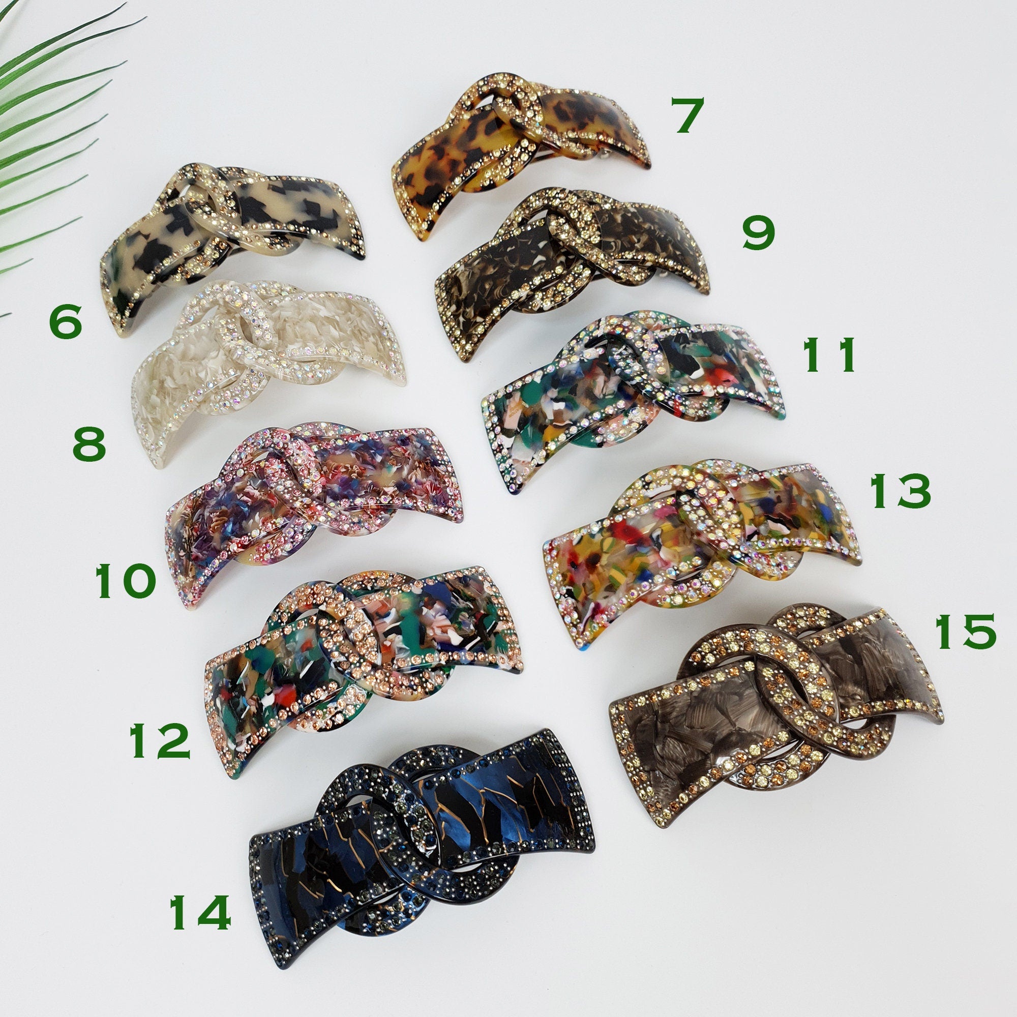 Leopard Luxurious Hair Barrette with Cubic Stone Chain / Tortoise Shell French Hair Pin / Hair Accessory for Woman / Automatic Hair Clip