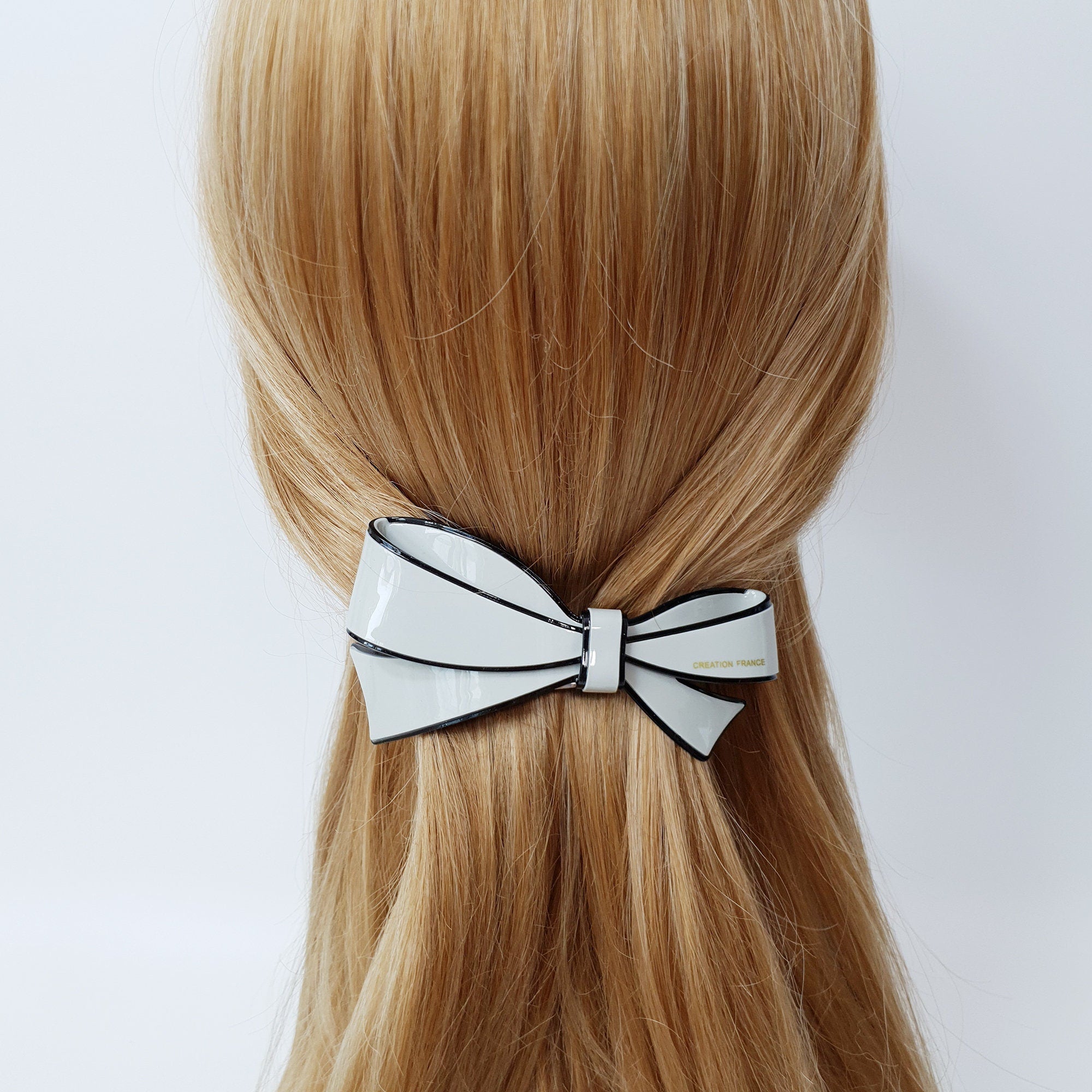 Pastel Color Leopard Big Ribbon Hair Barrette / Luxurious French Hair Pin / Hair Accessory for Woman / Automatic Hair Clip