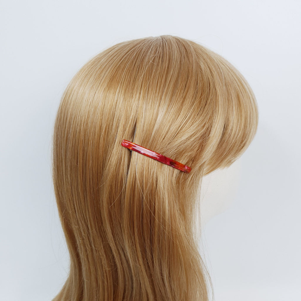 Tortoise Shell Mini Slim Hair Barrette (2.6 Inch) / Elegance Leopard French Hair Pin / Hair Accessory for Woman / Automatic Hair Clip