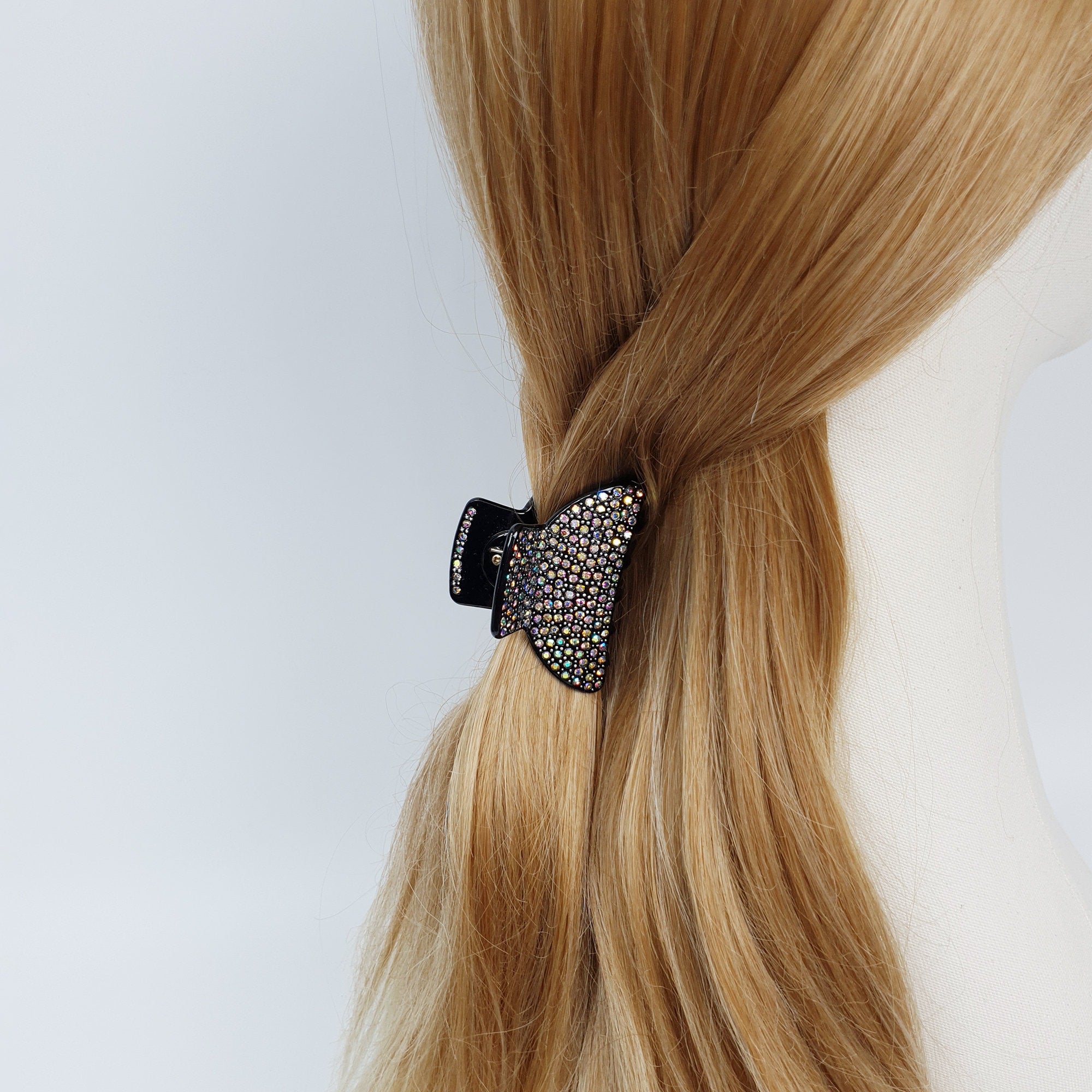 Leopard Black Half Moon Hair Clip (2.2 Inch) / Luxurious French Hair Pin with Cubic Stone / Hair Accessory for Woman