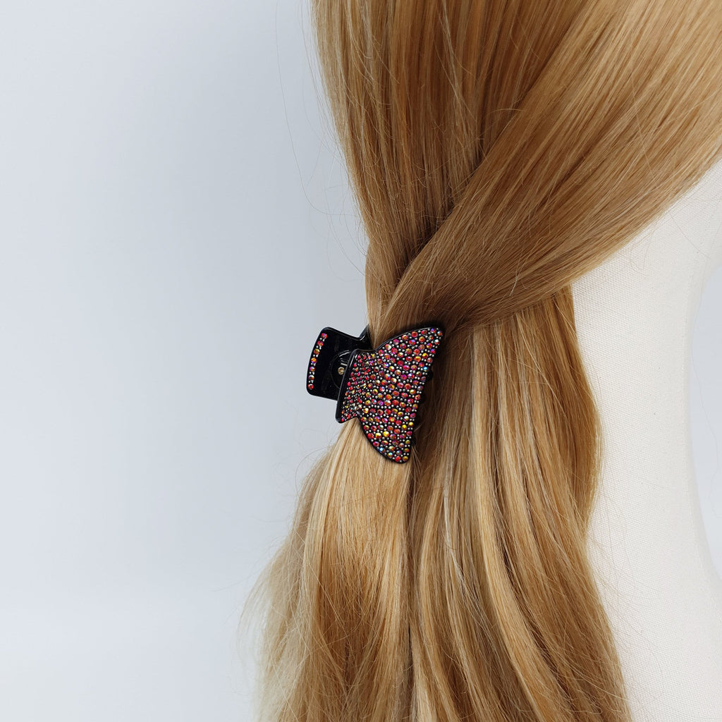 Leopard Black Half Moon Hair Clip (2.2 Inch) / Luxurious French Hair Pin with Cubic Stone / Hair Accessory for Woman