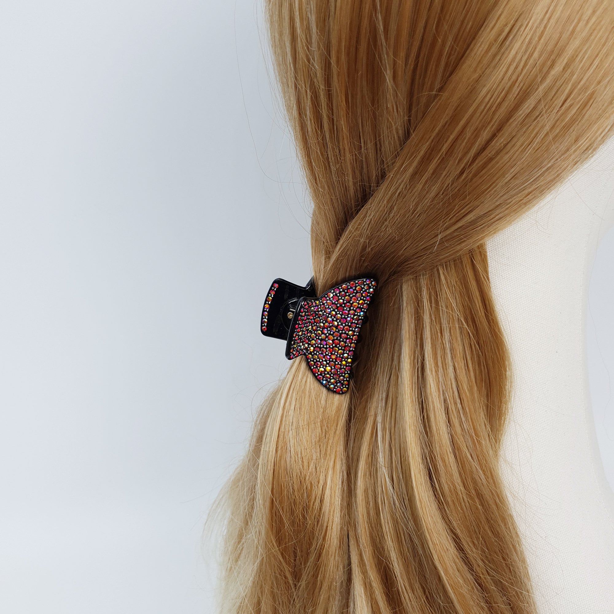 Leopard Black Half Moon Hair Clip (2.2 Inch) / Luxurious French Hair Pin with Cubic Stone / Hair Accessory for Woman