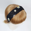 Pansy Flower Mesh Cover Leather Wide Headband / Fashionable Turban Bandanna / Hair Accessory for Woman