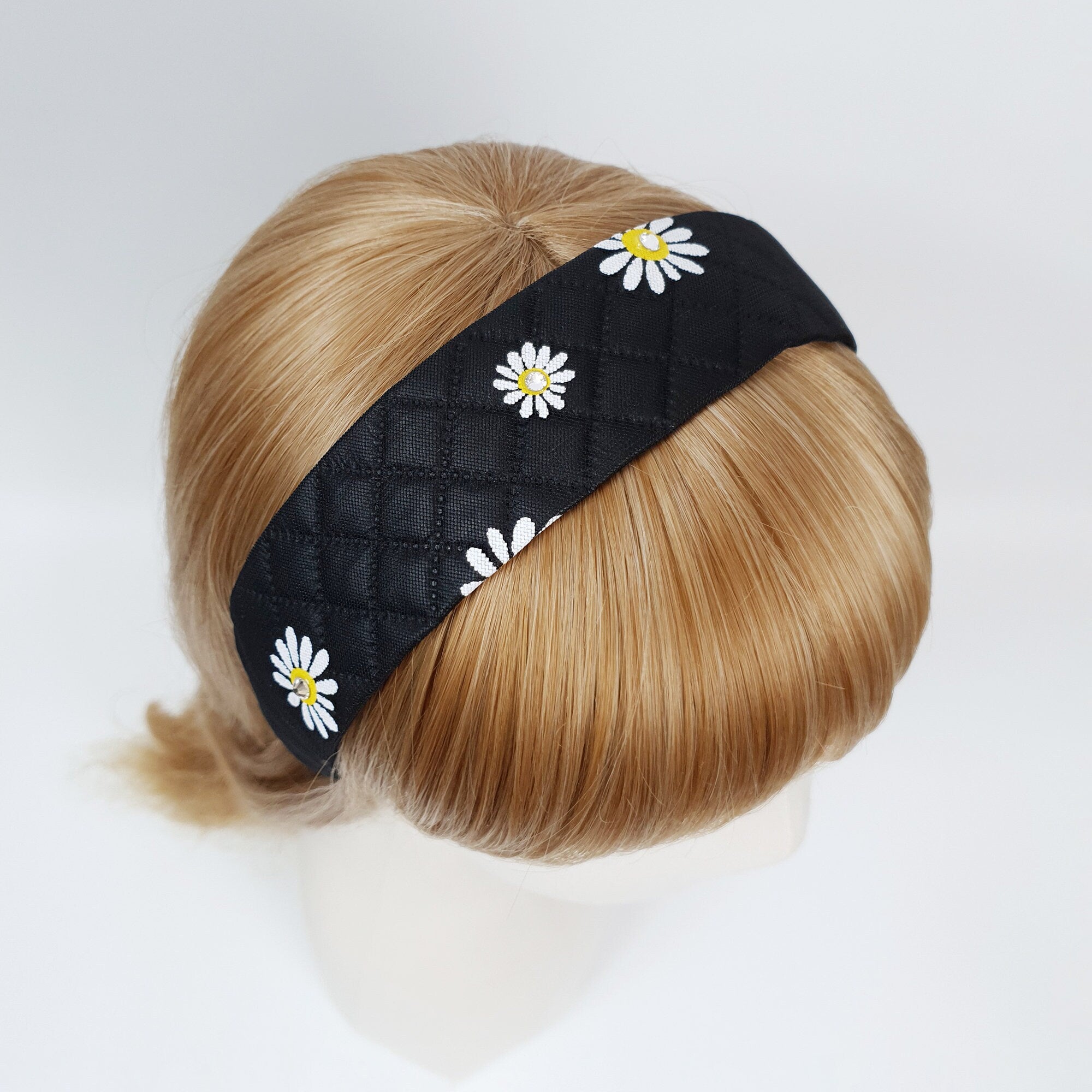 Pansy Flower Mesh Cover Leather Wide Headband / Fashionable Turban Bandanna / Hair Accessory for Woman