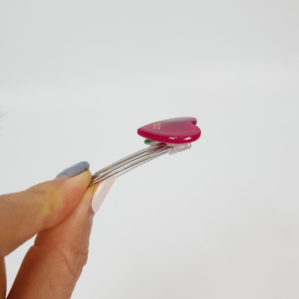 Marble Double Heart Comb Pin with Cubic / Tortoise Shell Hair Pin / Hair Fork for Woman