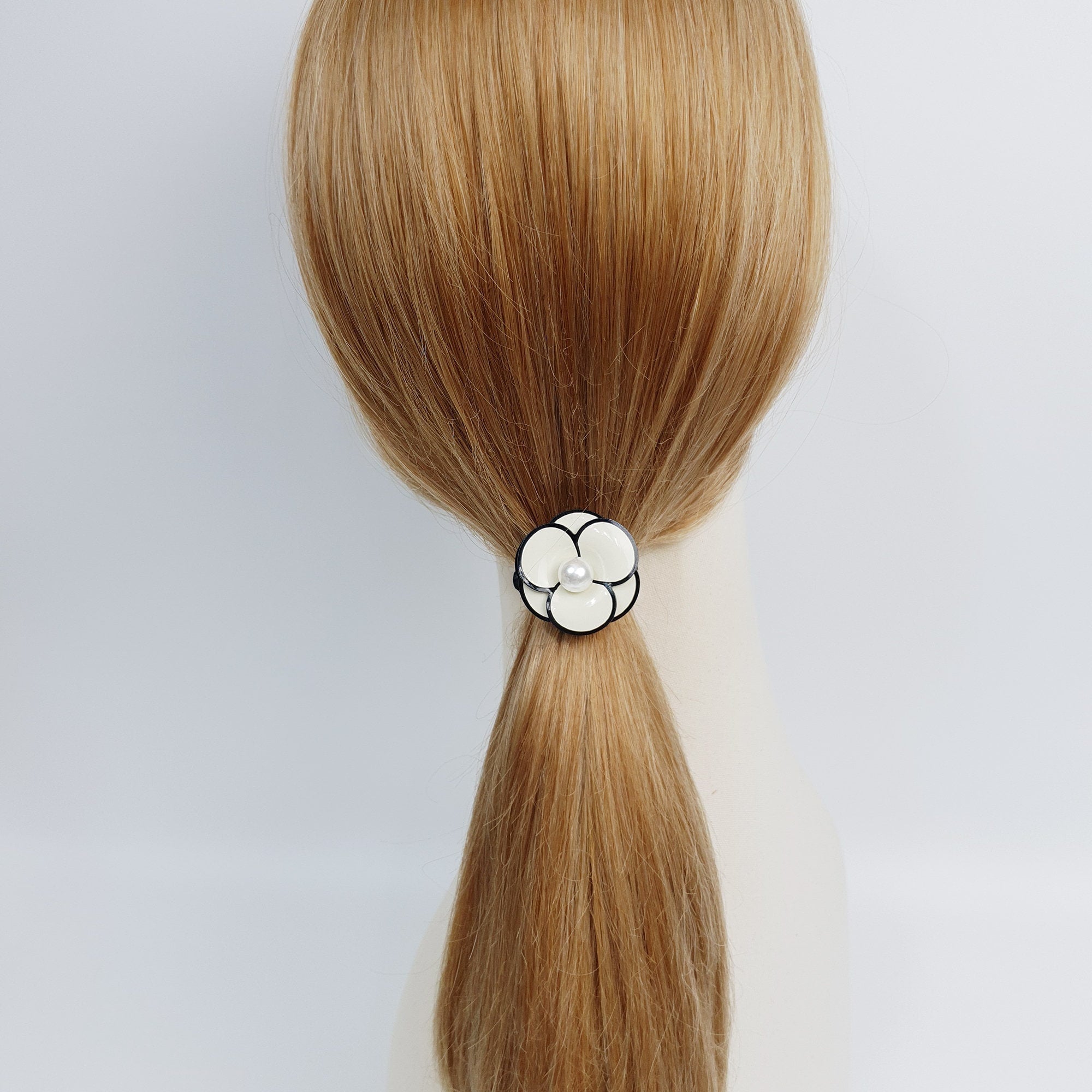 Pansy Flower Pearl Hair Tie / Cute Ponytail Holder / Hair Accessory for Woman / French Hair Pin / Hair Scrunchy