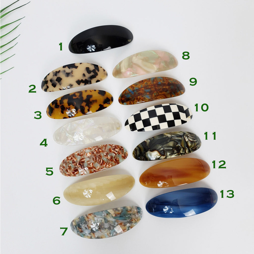 Leopard Round Oval Hair Barrette (3.7 Inch) / Tortoise Shell French Hair Pin / Hair Accessory for Woman / Automatic Hair Clip
