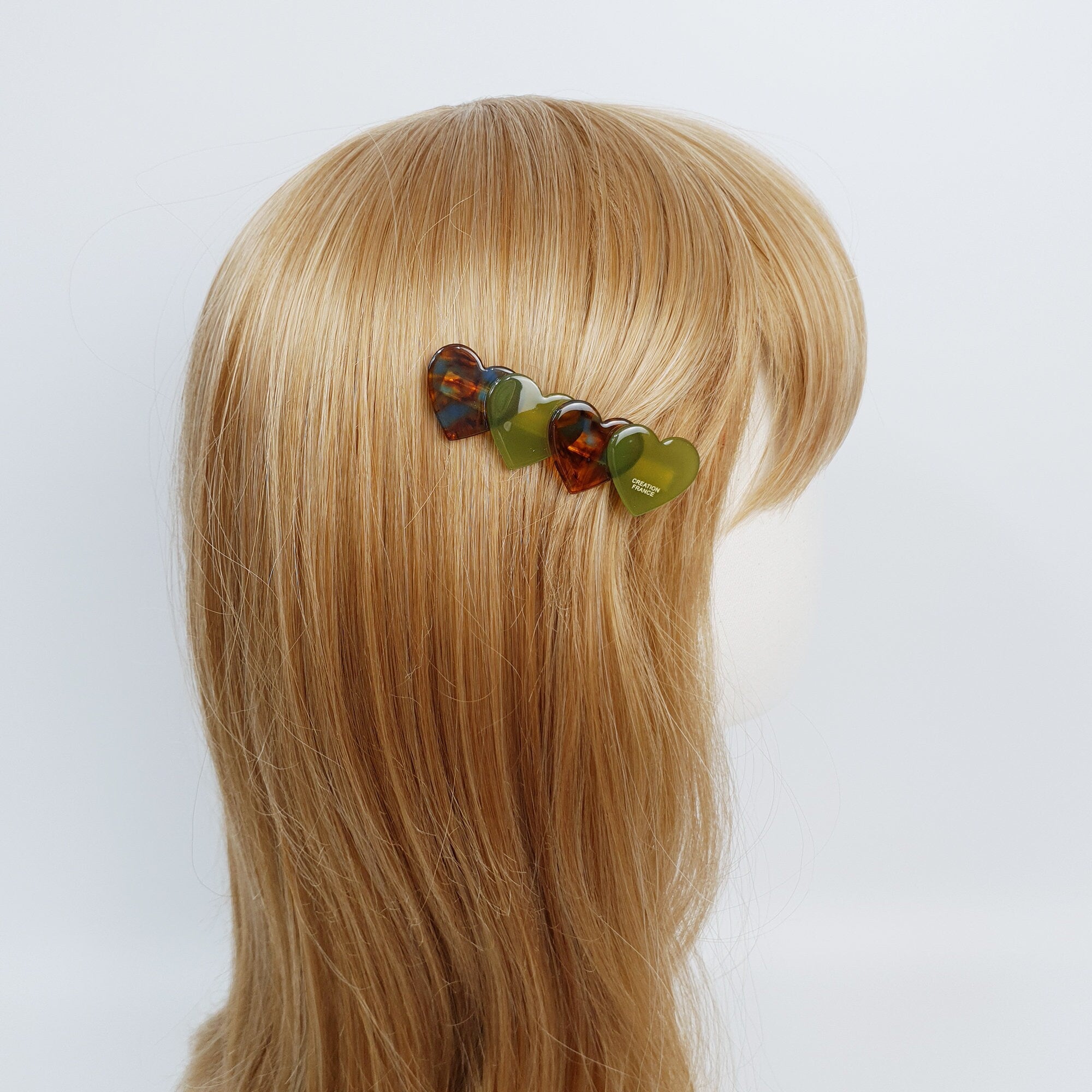 Leopard Art Double Heart Hair Claw Clip / Cute French Hair Pin / Alligator Hair Clip for Woman