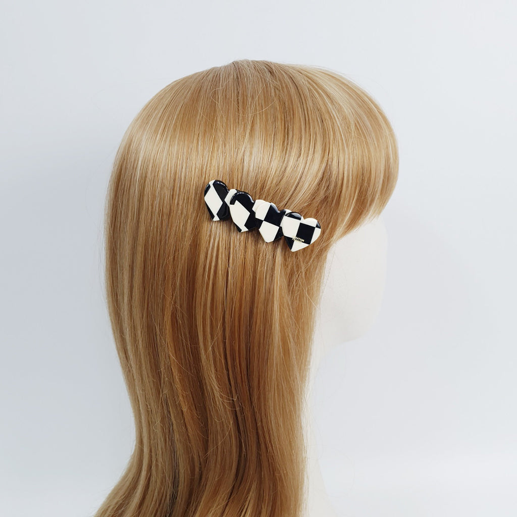 Leopard Art Double Heart Hair Claw Clip / Cute French Hair Pin / Alligator Hair Clip for Woman