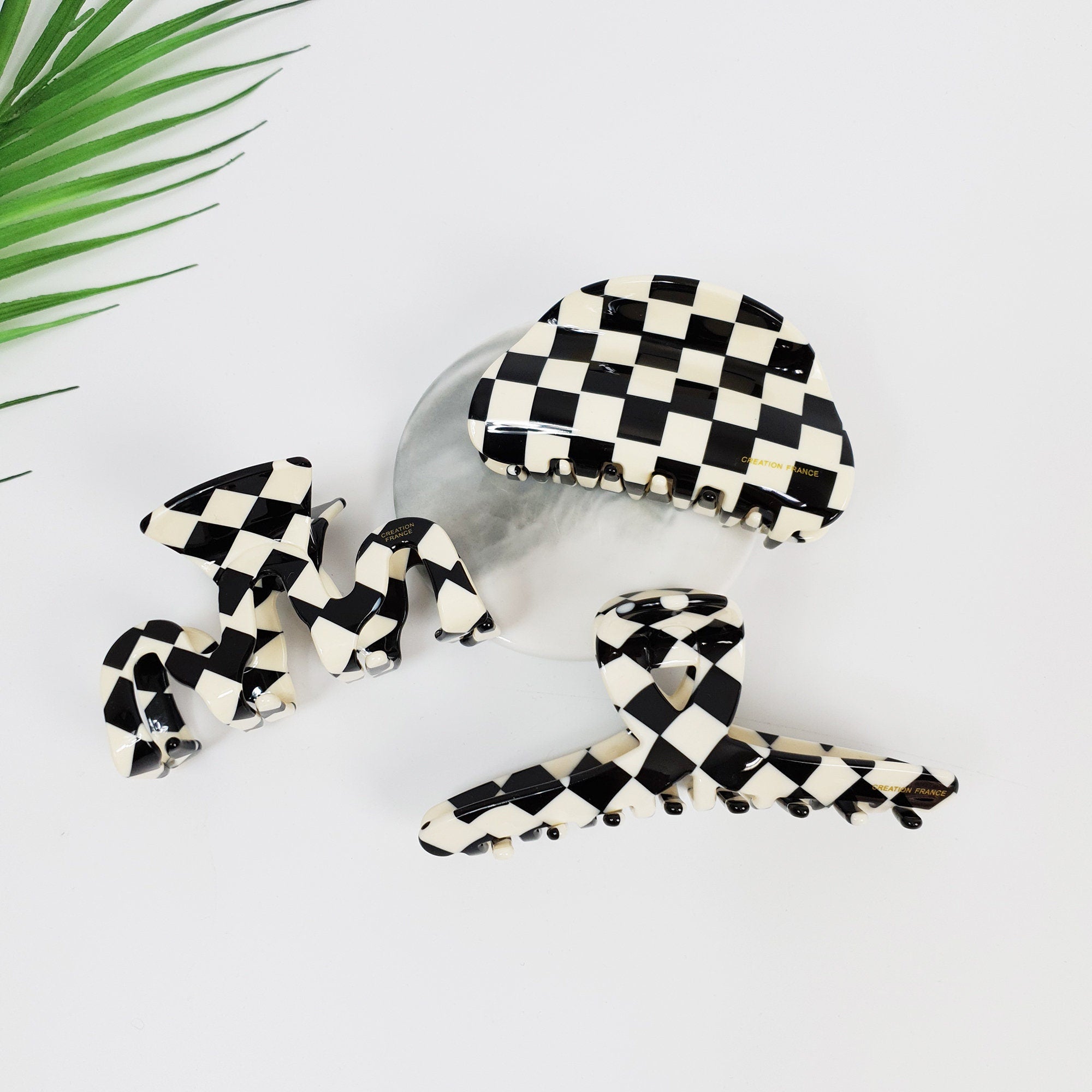 Black and White Checker Board Hair Clip / Simple French Hair Pin / Hair Accessory for Woman