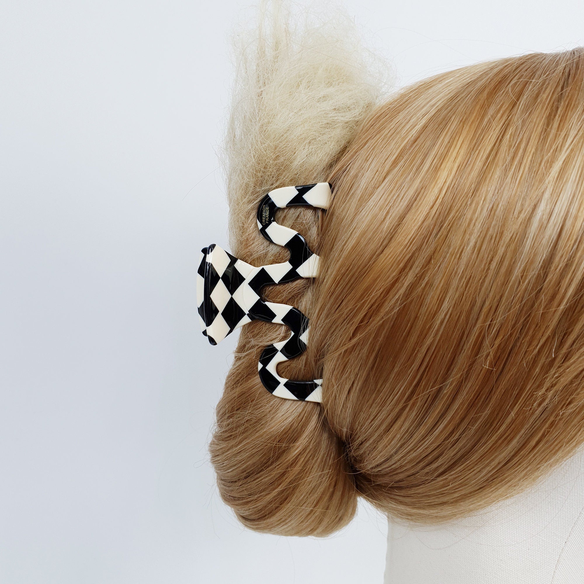 Black and White Checker Board Hair Clip / Simple French Hair Pin / Hair Accessory for Woman