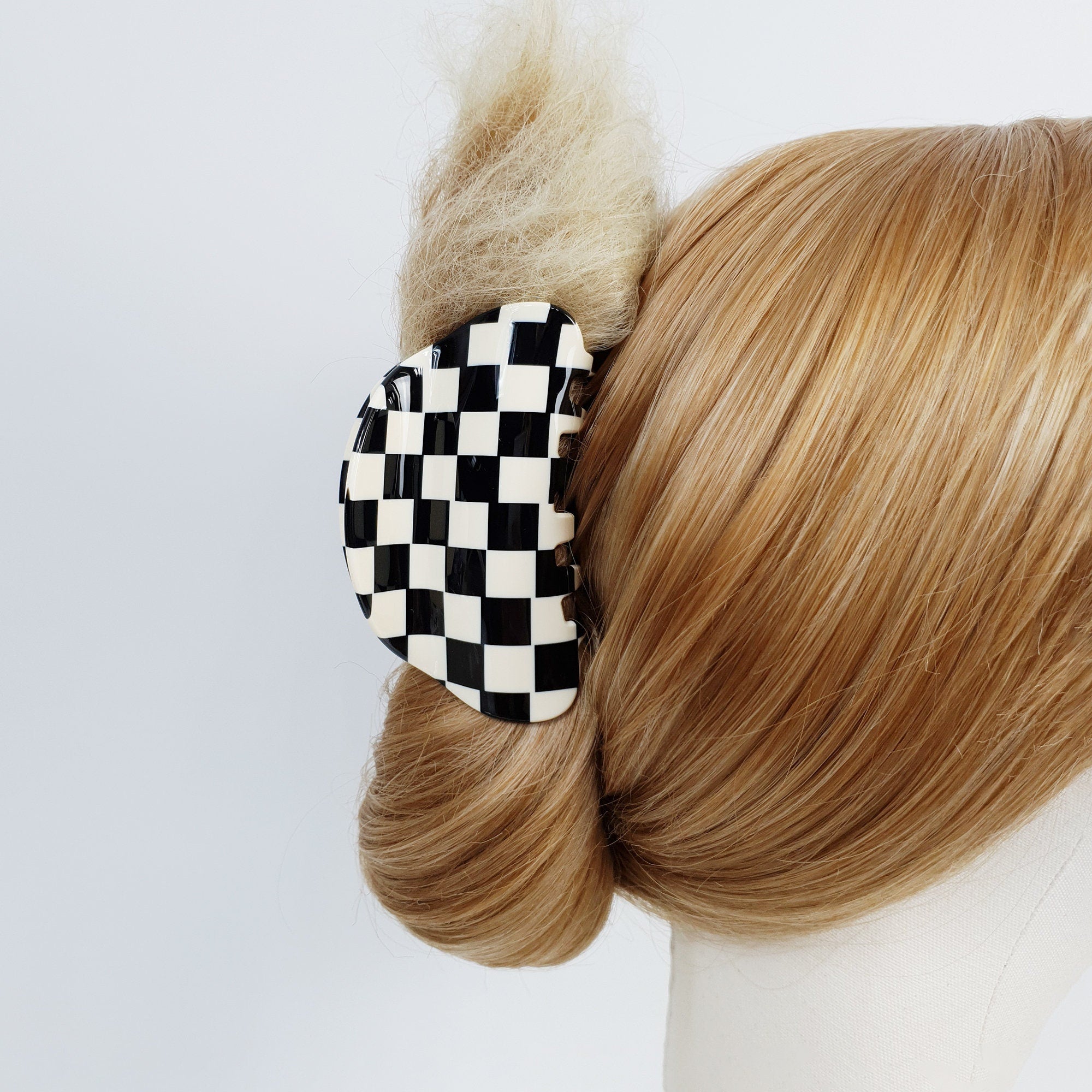 Black and White Checker Board Hair Clip / Simple French Hair Pin / Hair Accessory for Woman