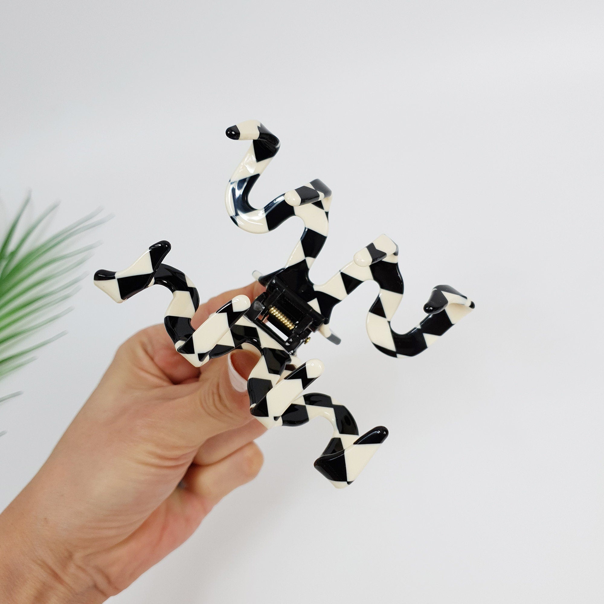 Black and White Checker Board Hair Clip / Simple French Hair Pin / Hair Accessory for Woman