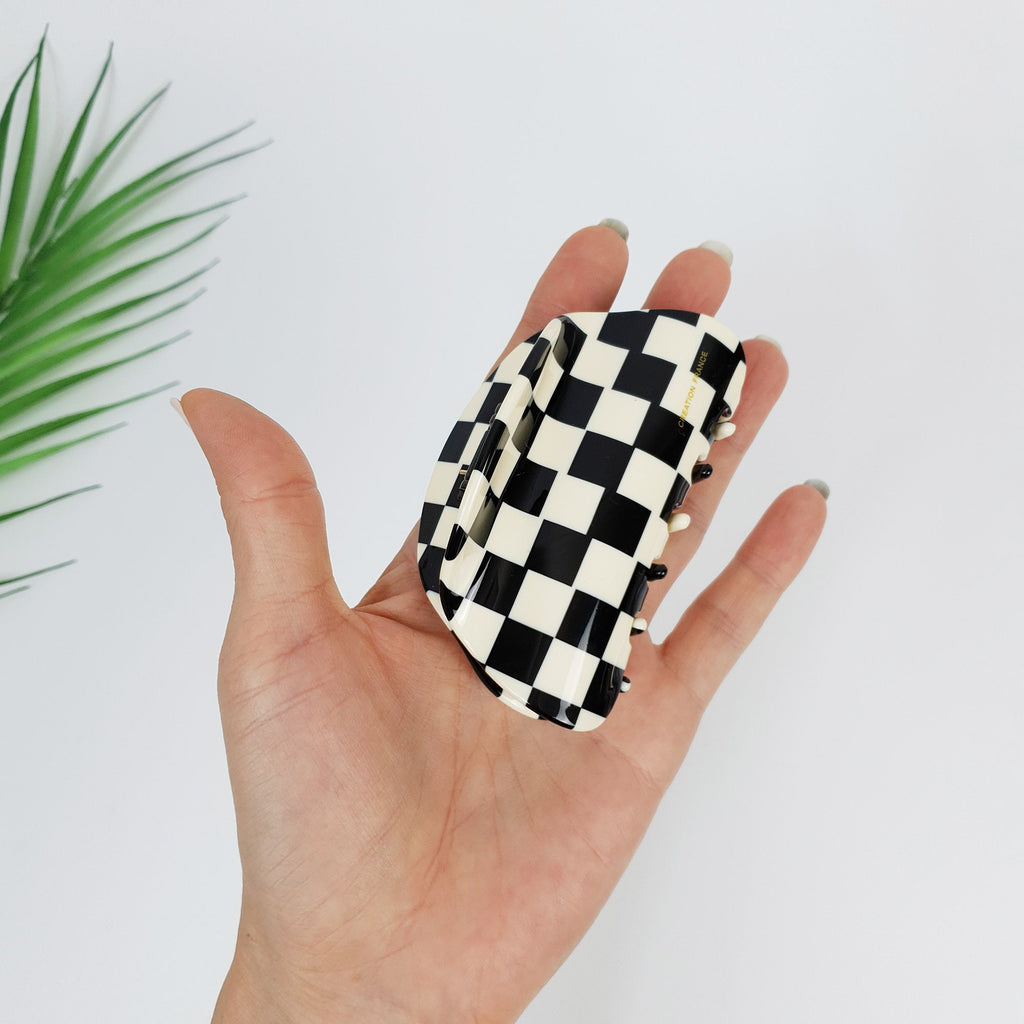 Black and White Checker Board Hair Clip / Simple French Hair Pin / Hair Accessory for Woman