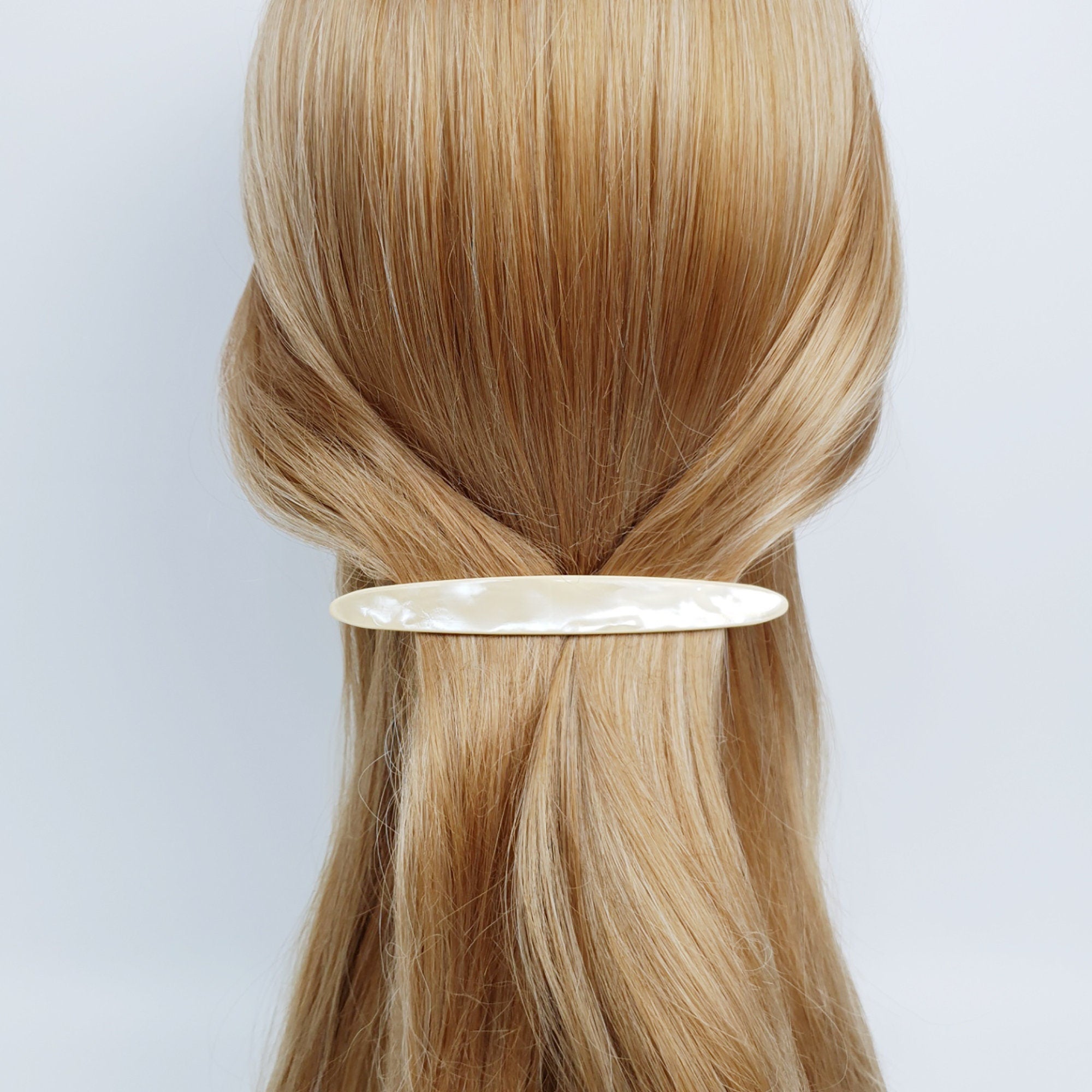 Cellulose Long Oval Hair Barrette (4.3 Inch) / Tortoise Marble French Hair Pin / Hair Accessory for Woman / Automatic Hair Clip