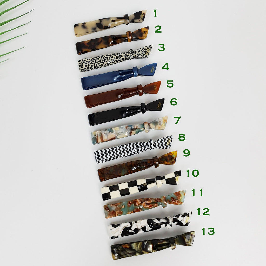 Leopard Tie Shape Hair Claw Clip (3.5 Inch) / Tortoise Shell Pure Color French Hair Pin / Alligator Hair Clip for Woman