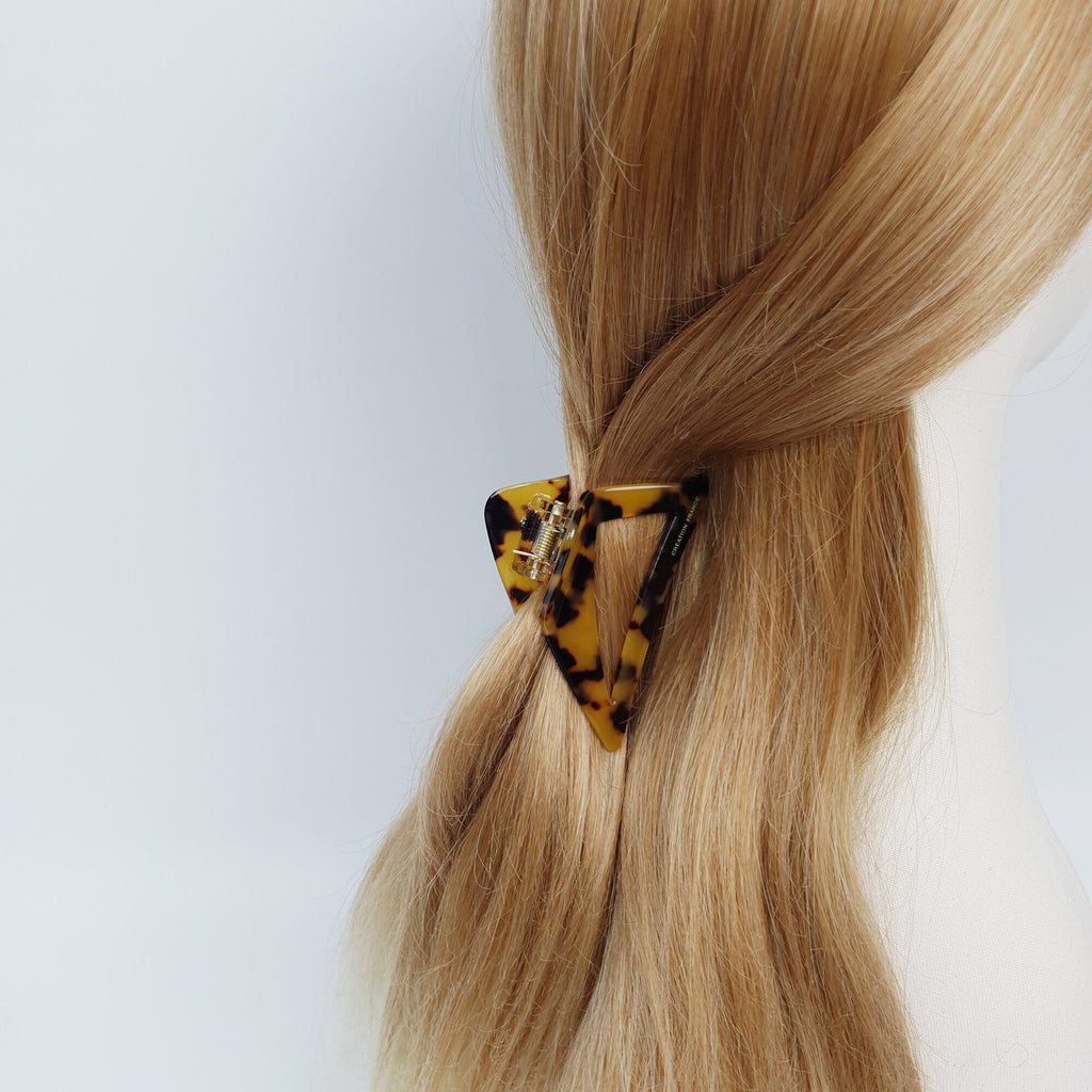 Leopard Triangle Fashion Hair Claw Clip (3.0 Inch) / Tortoise Shell French Hair Pin / Hair Accessory for Woman