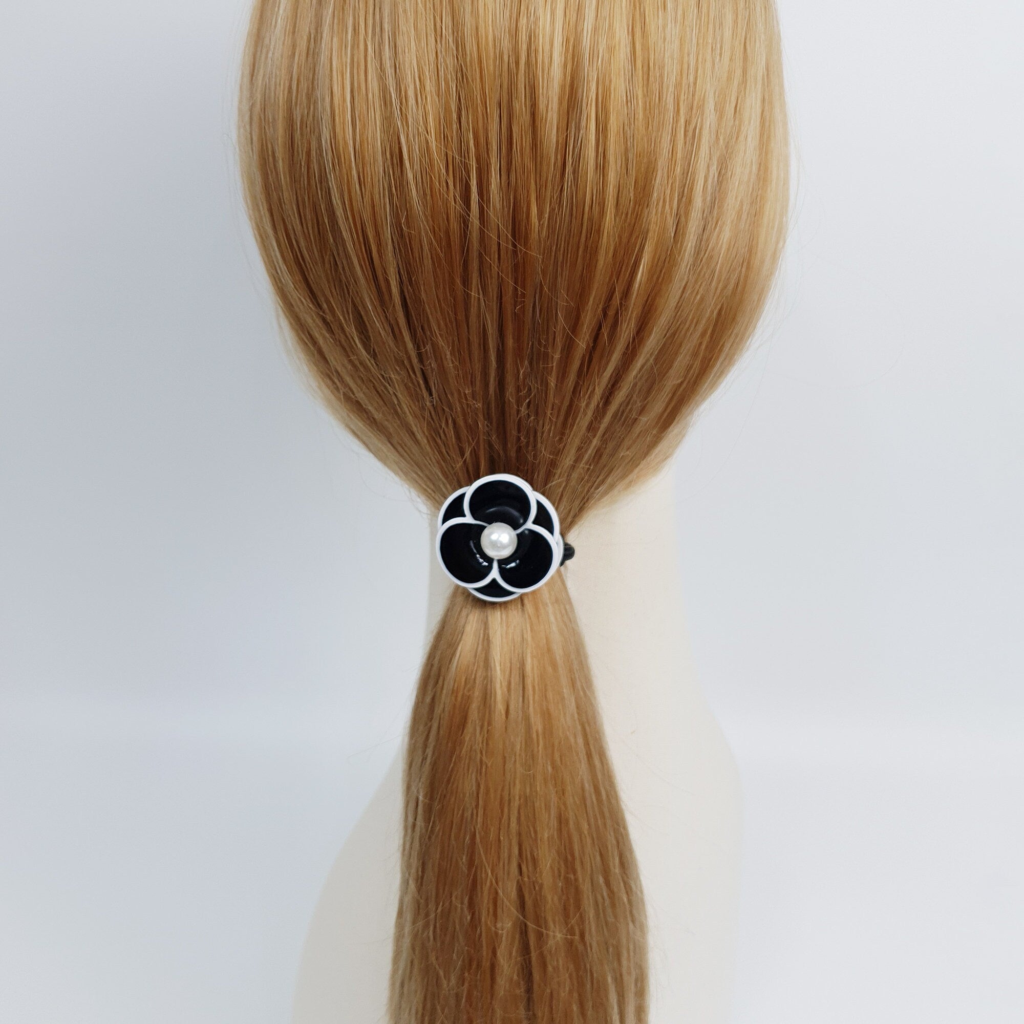 Pansy Flower Pearl Hair Tie / Cute Ponytail Holder / Hair Accessory for Woman / French Hair Pin / Hair Scrunchy