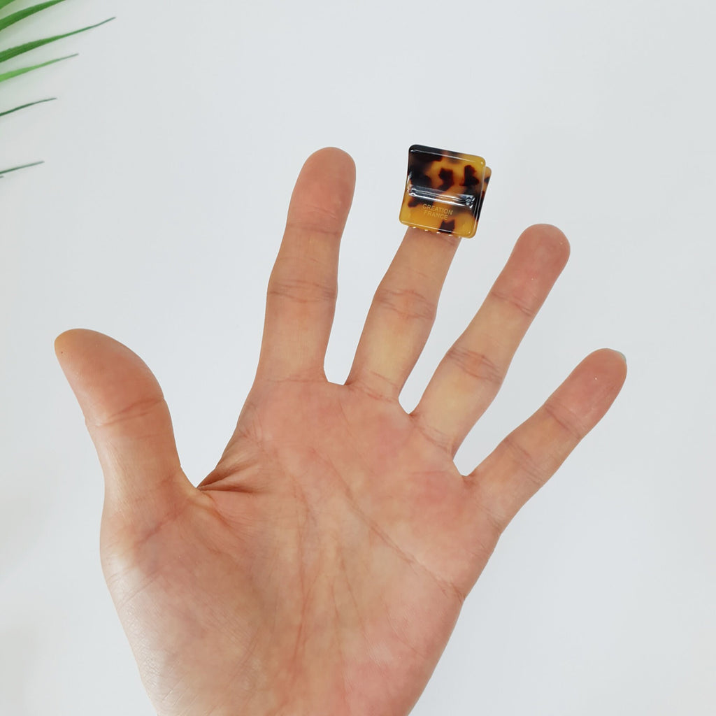 Modern Square Mini Hair Claw Clip / Tortoise Shell Small French Hair Pin / Hair Barrette for Woman / Metal Hair Claw