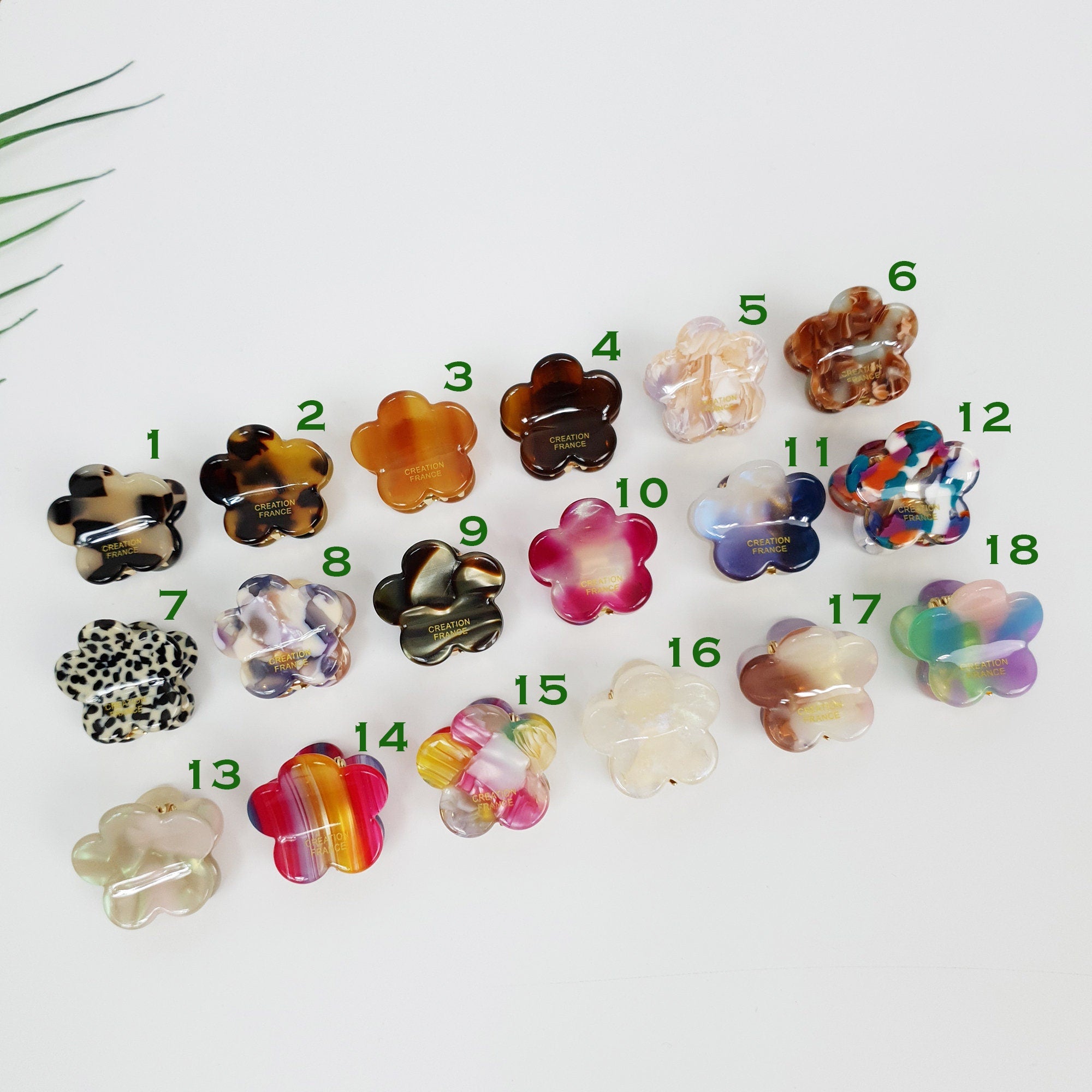 Leopard Marble Modern Flower Mini Hair Clip / Tortoise Shell Small French Pin / Hair Barrette for Woman / Metal Hair Clip