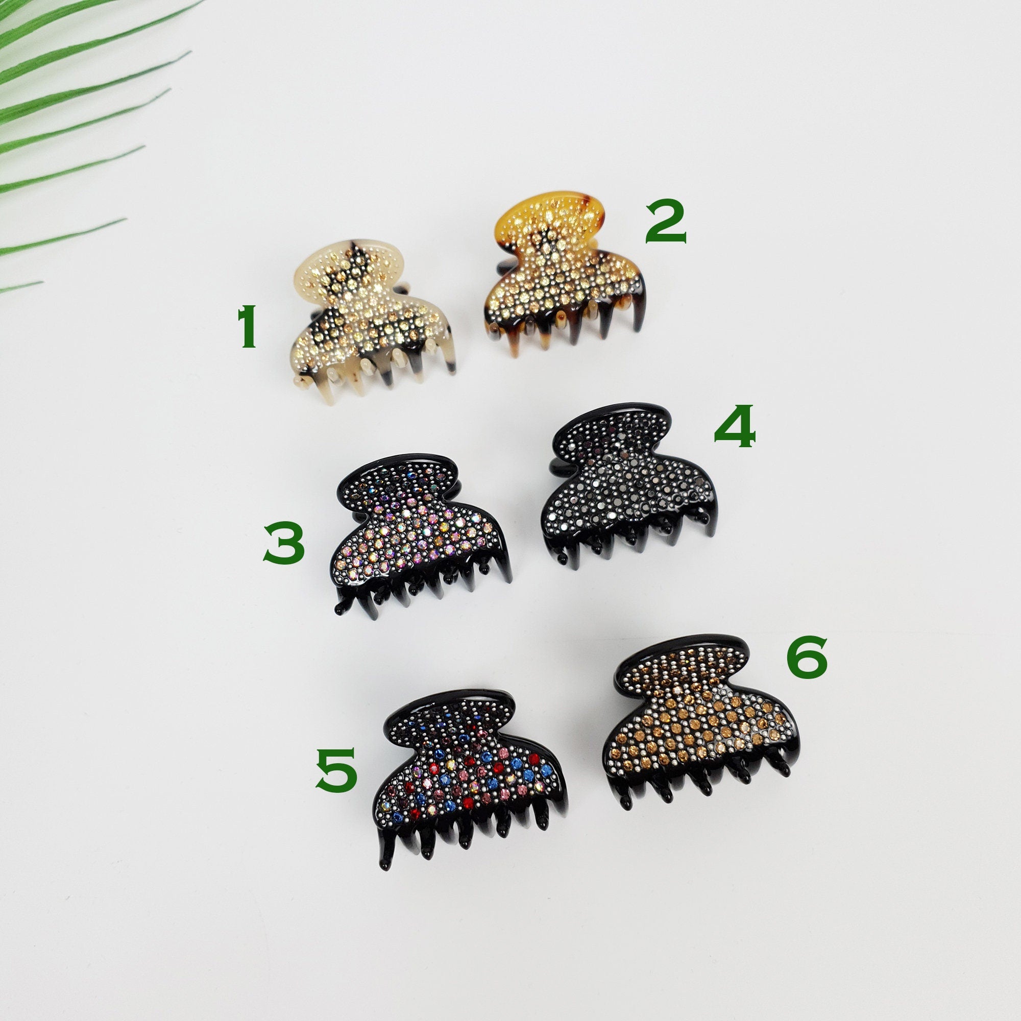 Half Moon Mini Hair Clips with Cubic Stone / Luxurious French Hair Pin / Hair Accessory for Woman / Leopard French Barrette