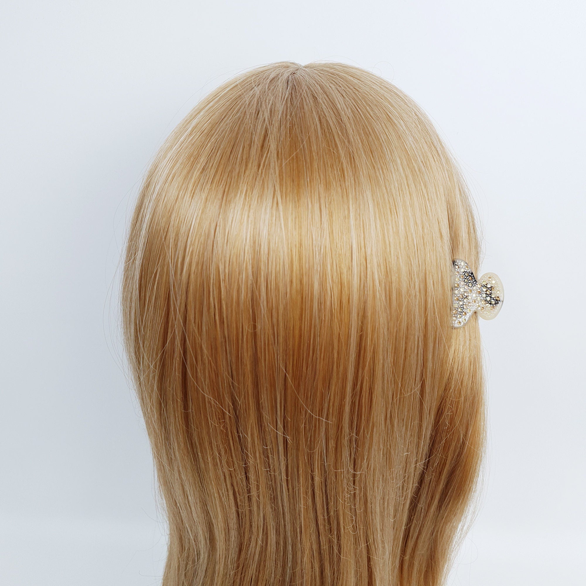 Half Moon Mini Hair Clips with Cubic Stone / Luxurious French Hair Pin / Hair Accessory for Woman / Leopard French Barrette