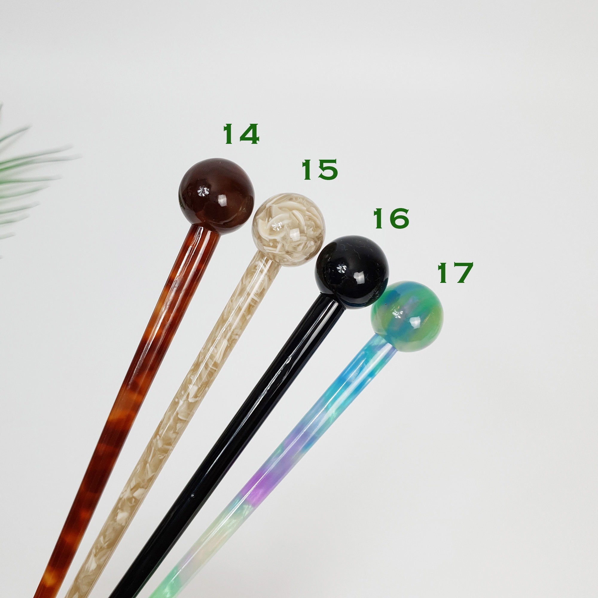 Tortoise Shell Big Bead Hair Stick (7.5 Inch) / Vintage French Hair Pin / Hair Fork for Thick Hair
