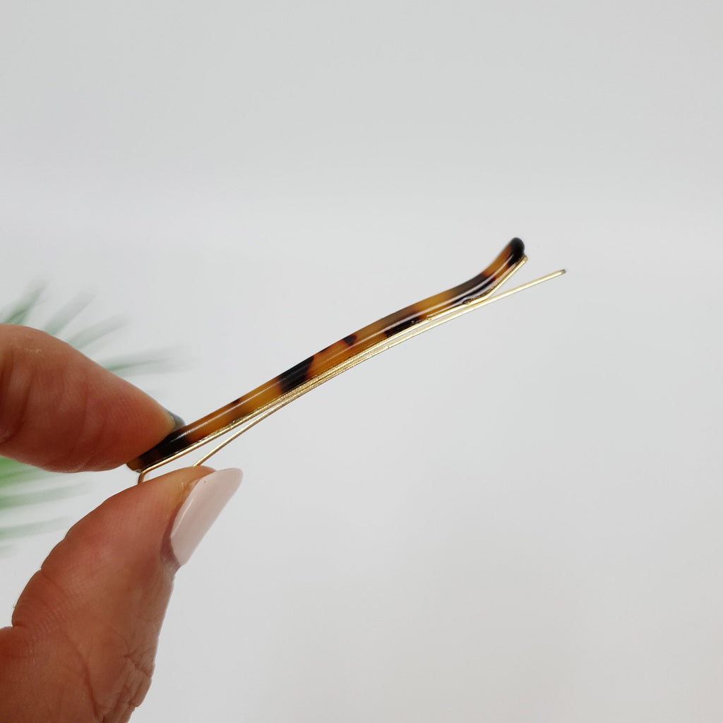 Leopard Straight Line Bobby Pin (2.4 Inch) / Simple French Hair Pin / Hair Accessory for Woman / Snap Clip for Thin Hair