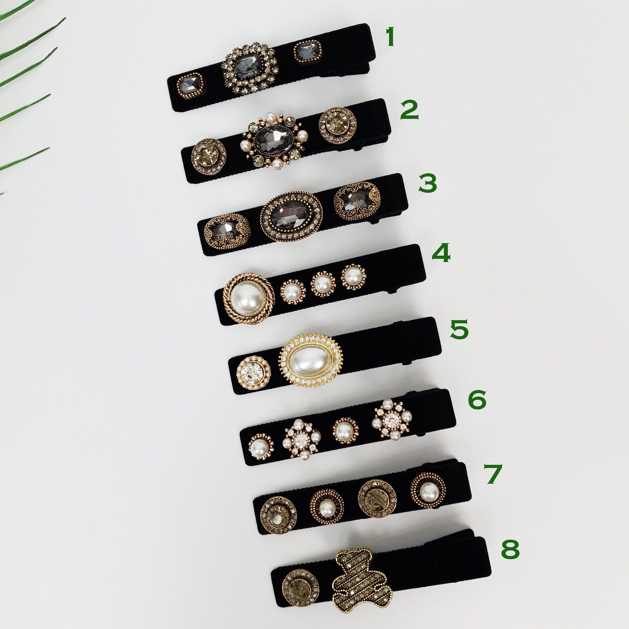 Black Velvet Pearl Hair Claw Clip with Pearl / Luxurious Hair Pin / Alligator Hair Clip for Woman