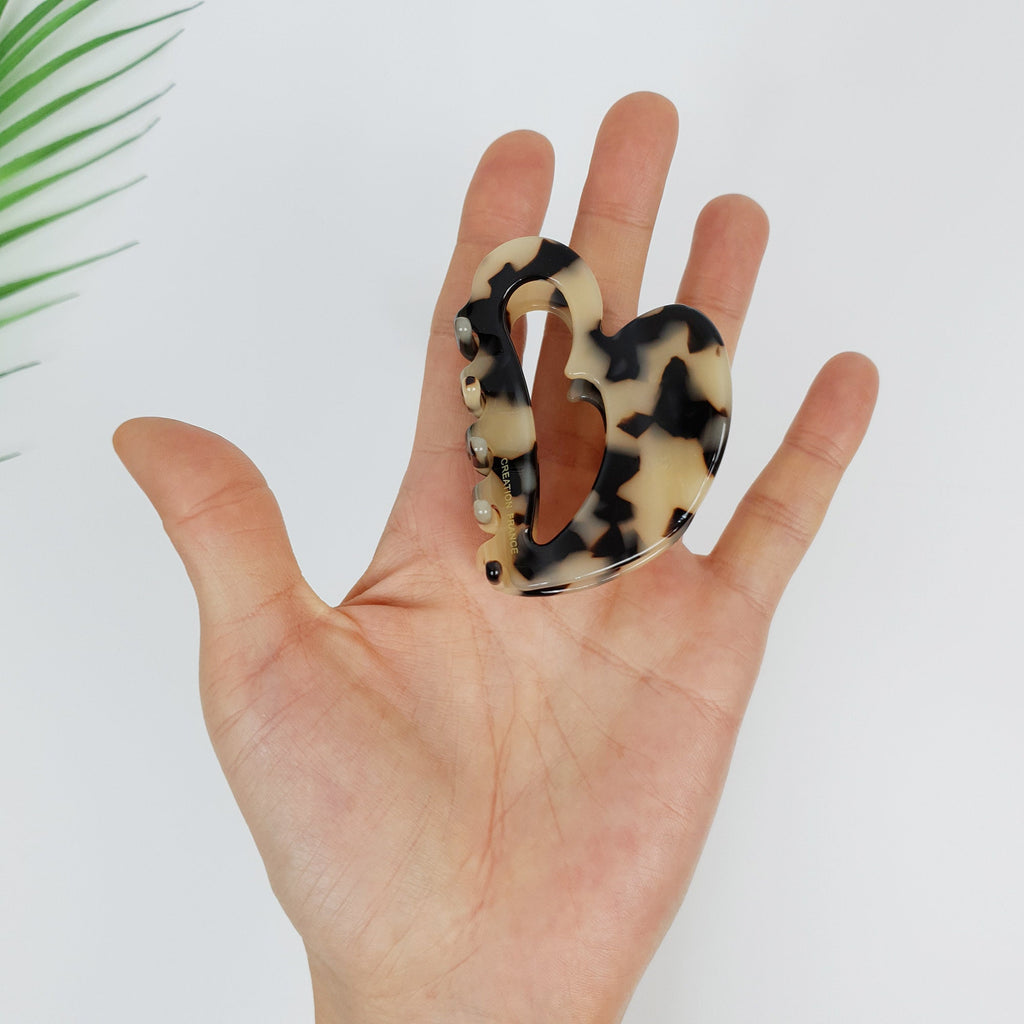 Leopard Heart Shape Small Hair Claw Clip (2.6 Inch) / Tortoise Shell French Hair Pin / Hair Barrette for Woman