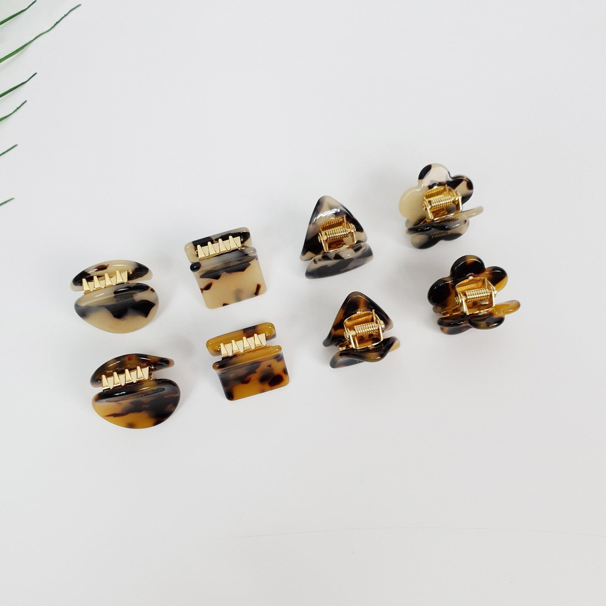 Marble Modern Mini Hair Clip Claw / Tortoise Shell Small French Pin / Hair Barrette for Woman / Leopard Hair Clips