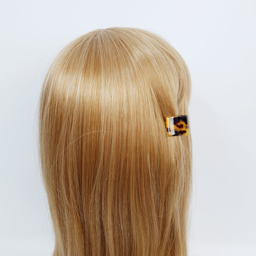 Modern Square Mini Hair Claw Clip / Tortoise Shell Small French Hair Pin / Hair Barrette for Woman / Metal Hair Claw